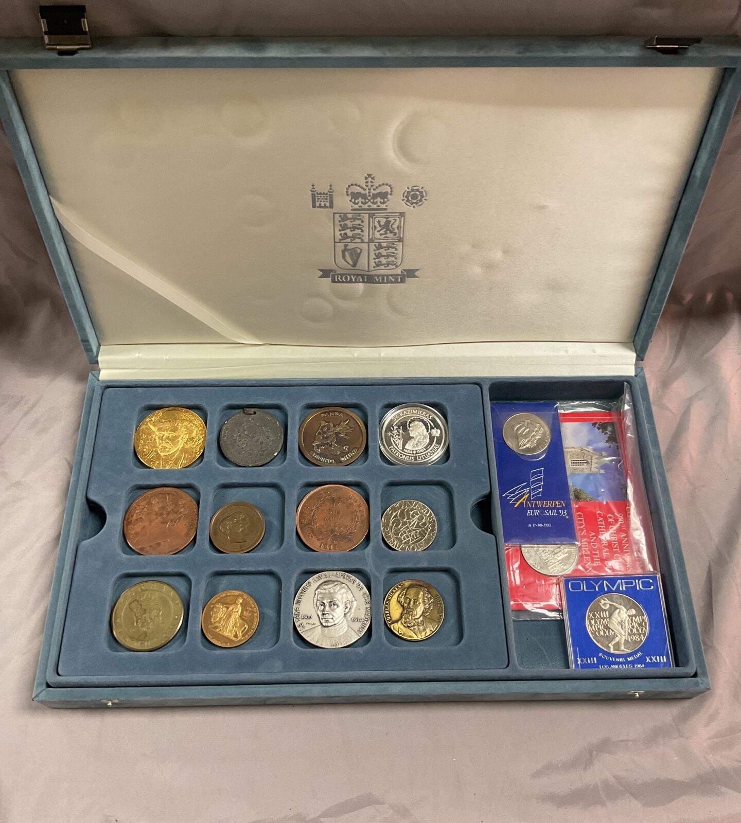 collection of 39 coins and medals in presentation case