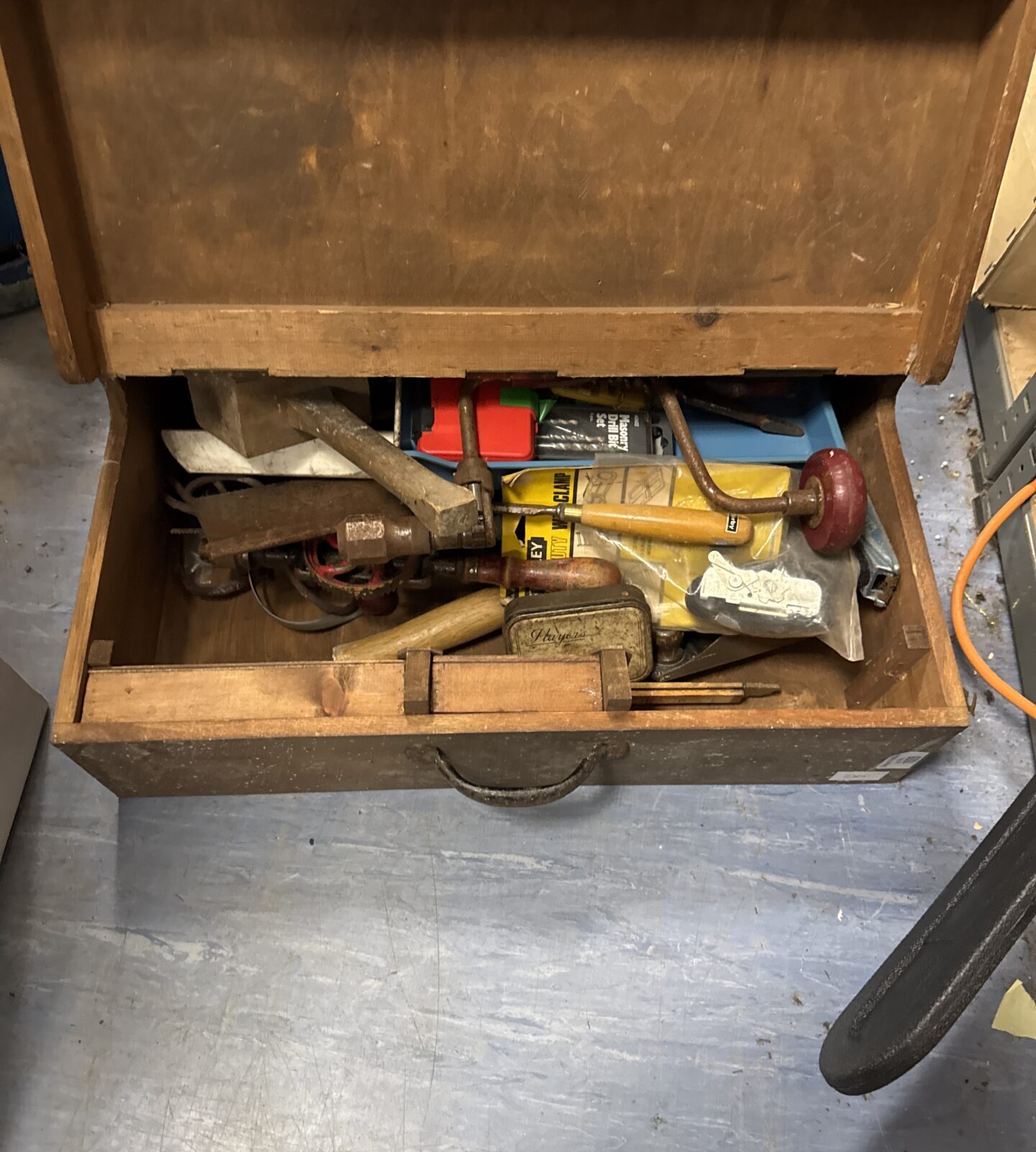 Carpenters toolbox with contents