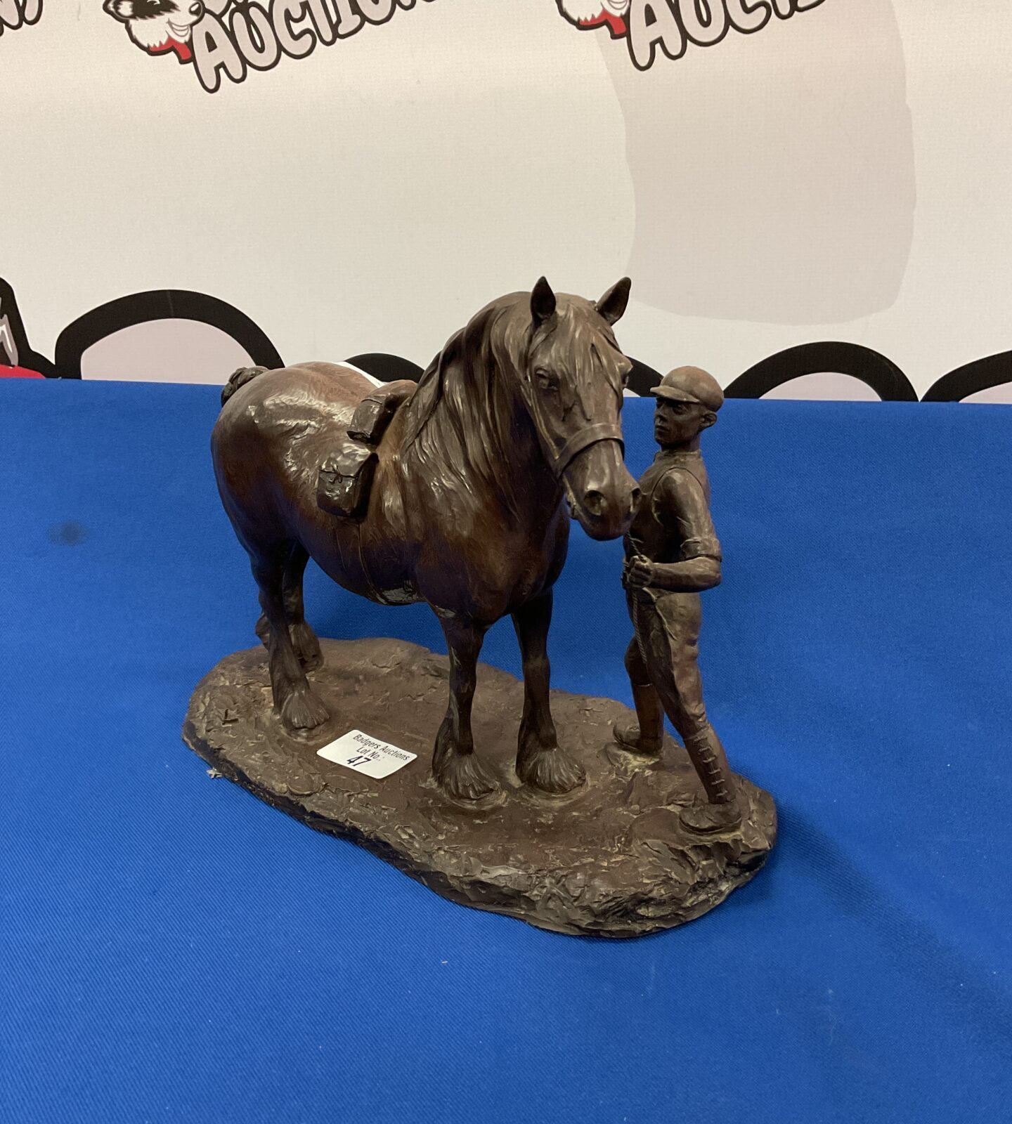 H donaldson bronzed resin heredities limited sculpture of a horse & farrier