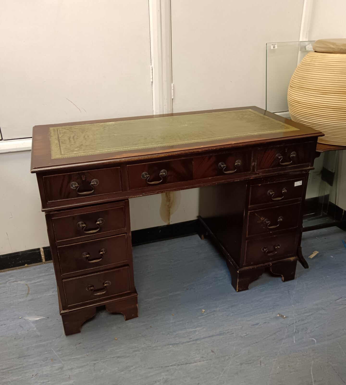 Executive leather topped pedestal desk