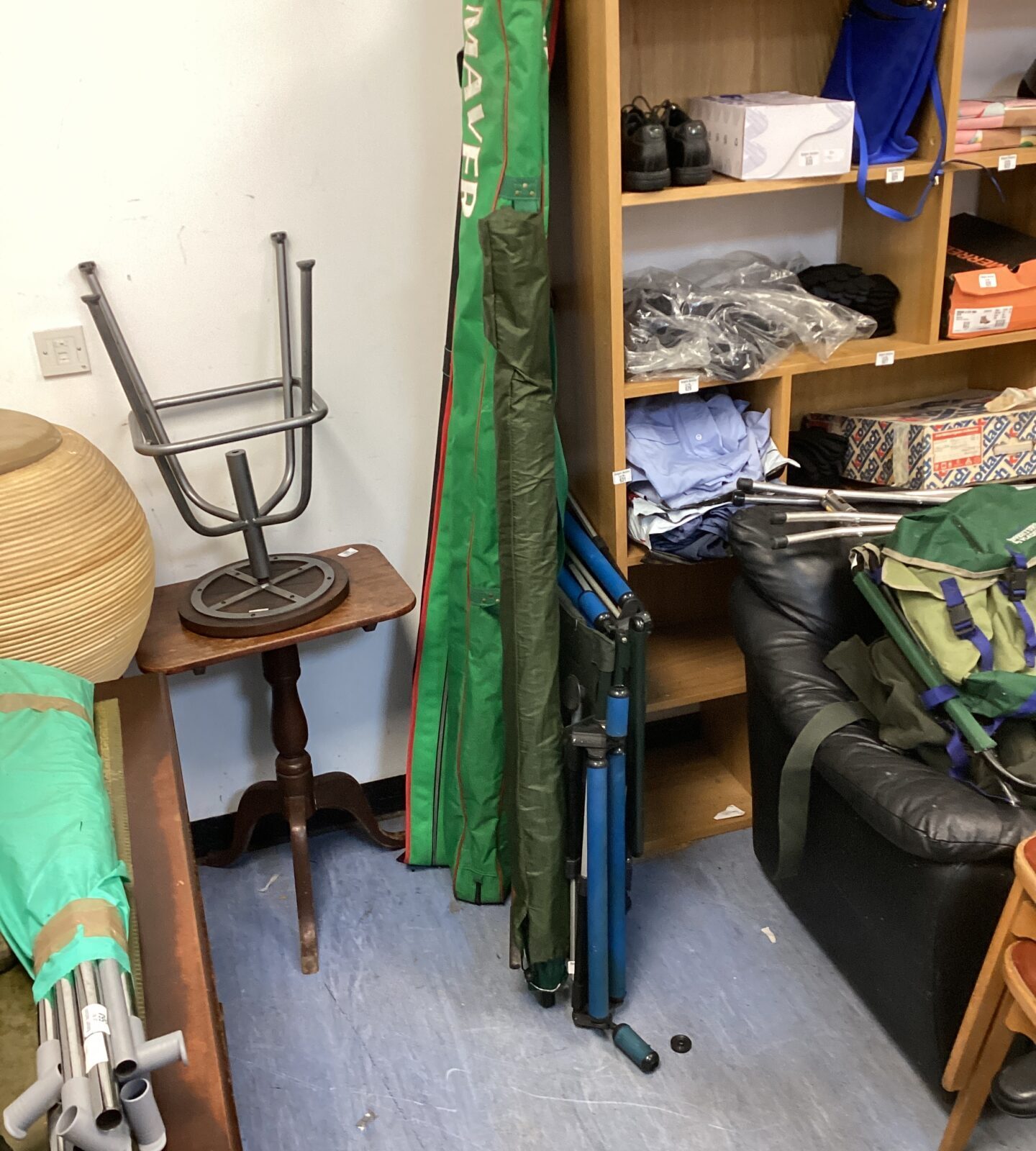 lot of pole fishing equipment inc chair