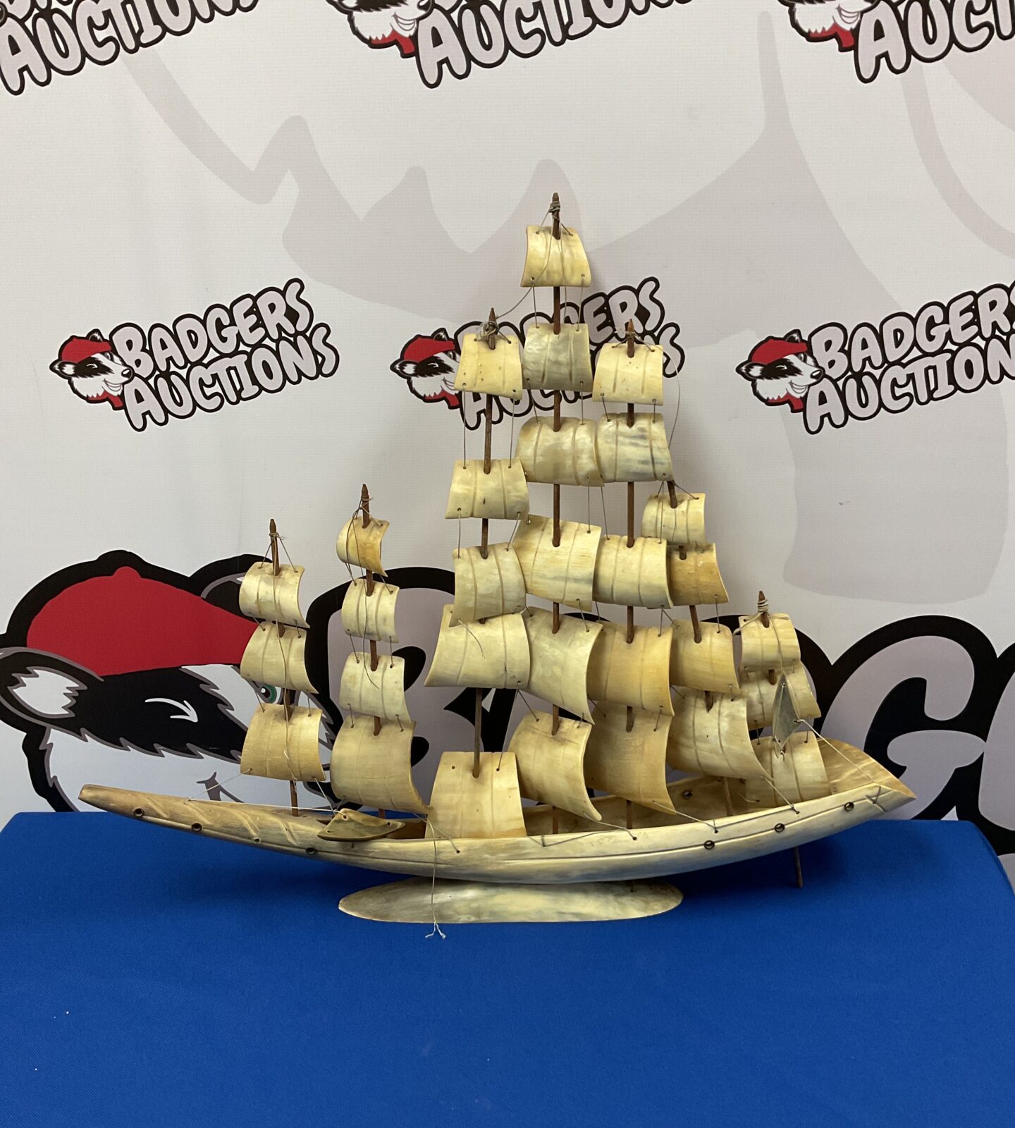 Vintage sailing boat made of bone & horn