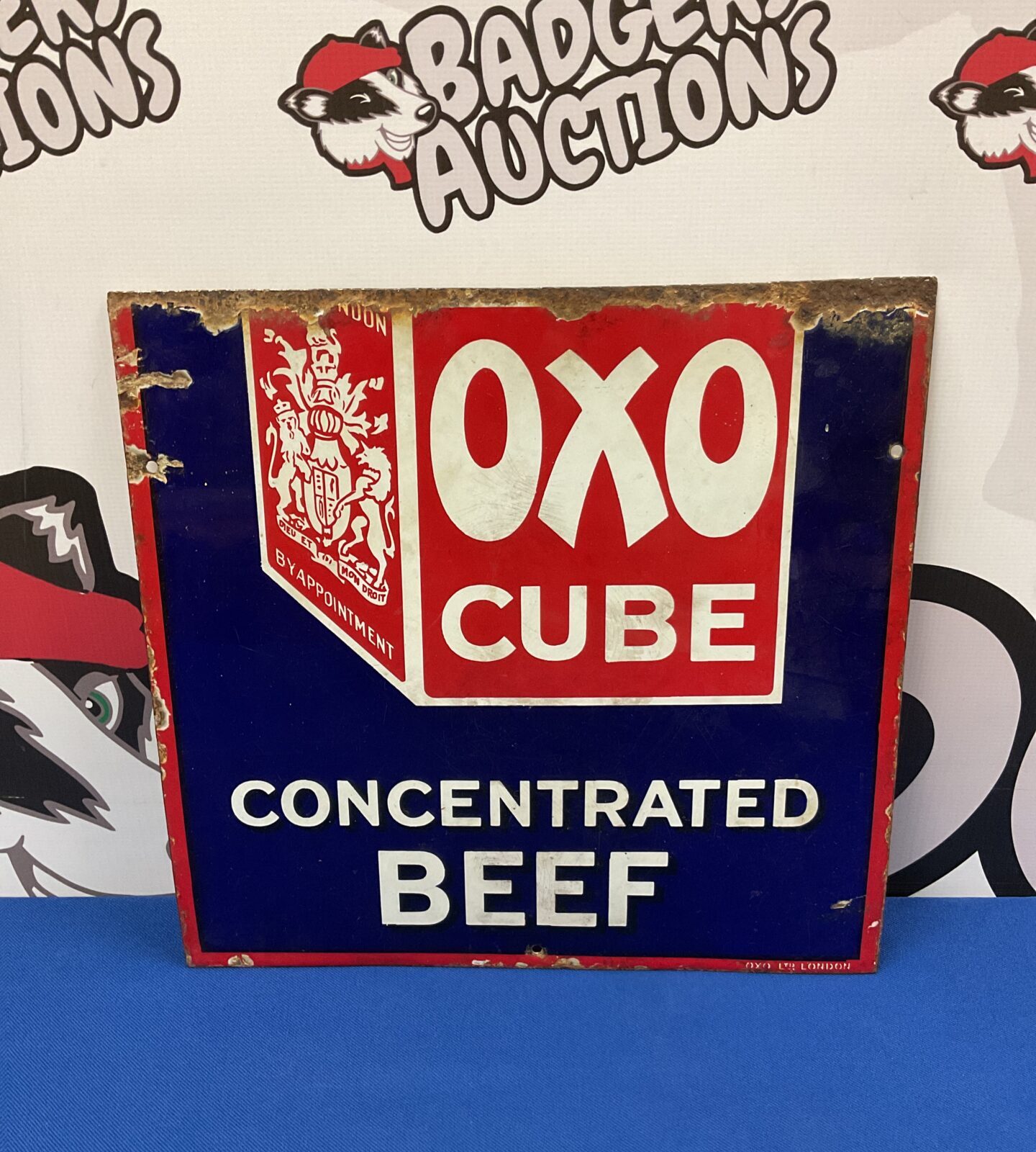 Vintage oxo cube enamel sign 12” x 12”