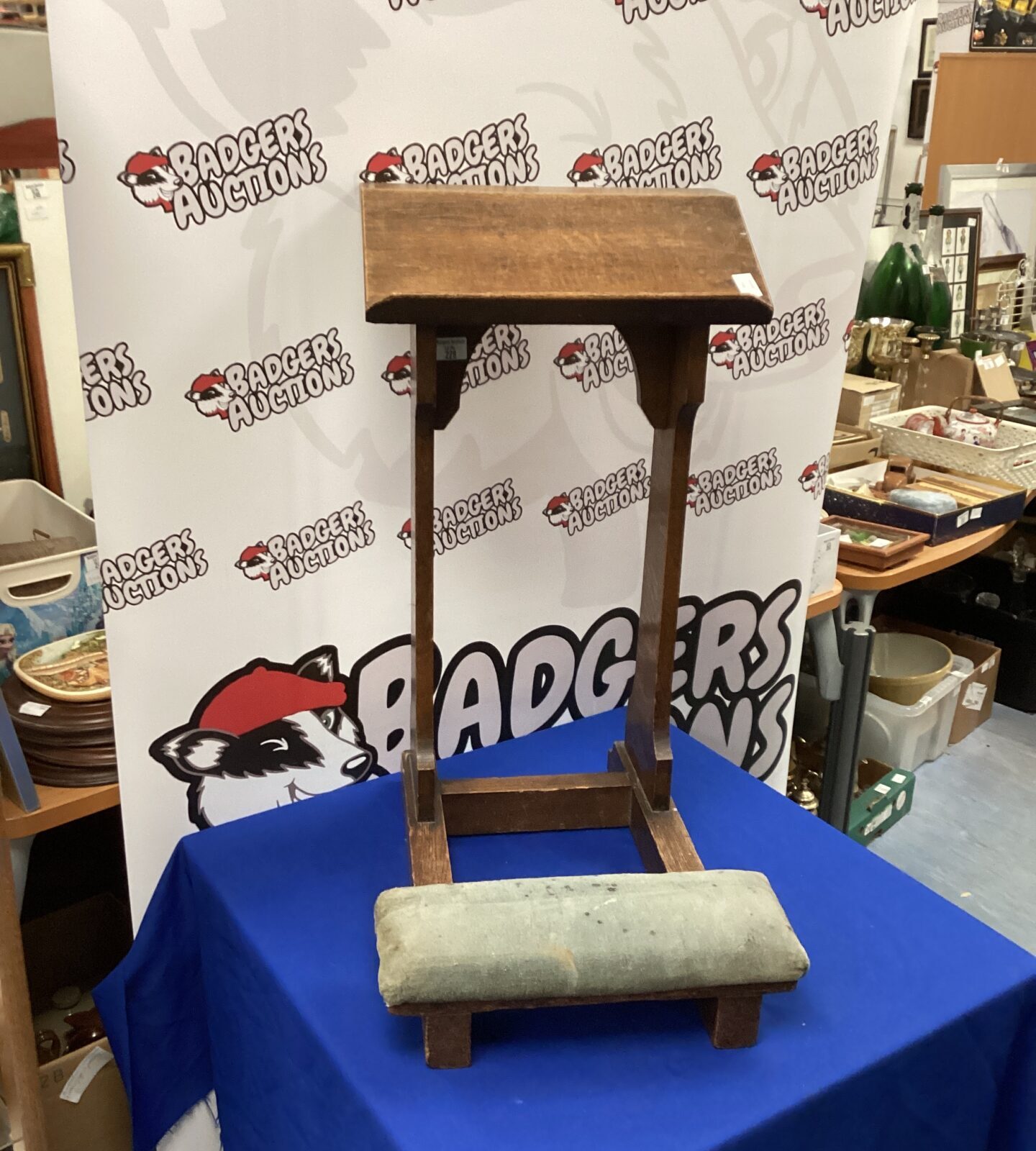 Antique Oak Church Prayer Stand and Kneeler