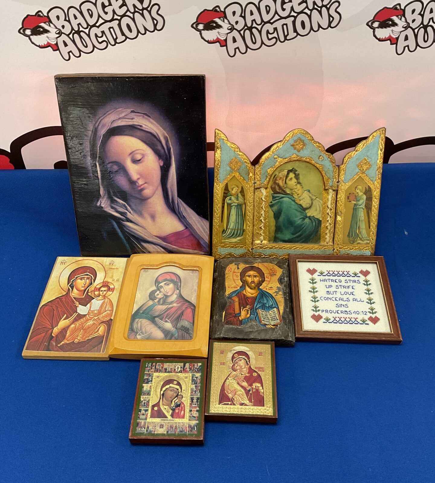 Collection of wooden religious icons