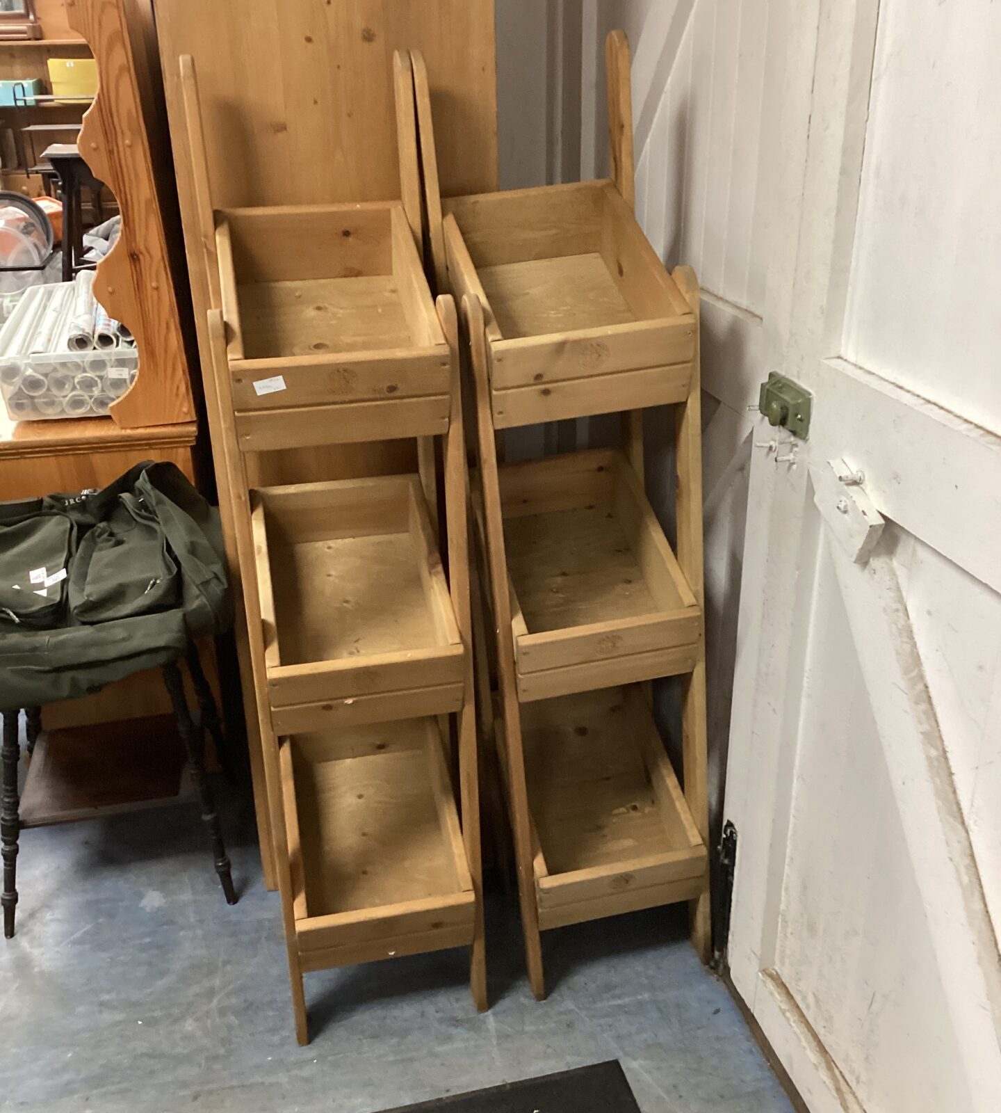 Two leo & wolf pine vegetable stands