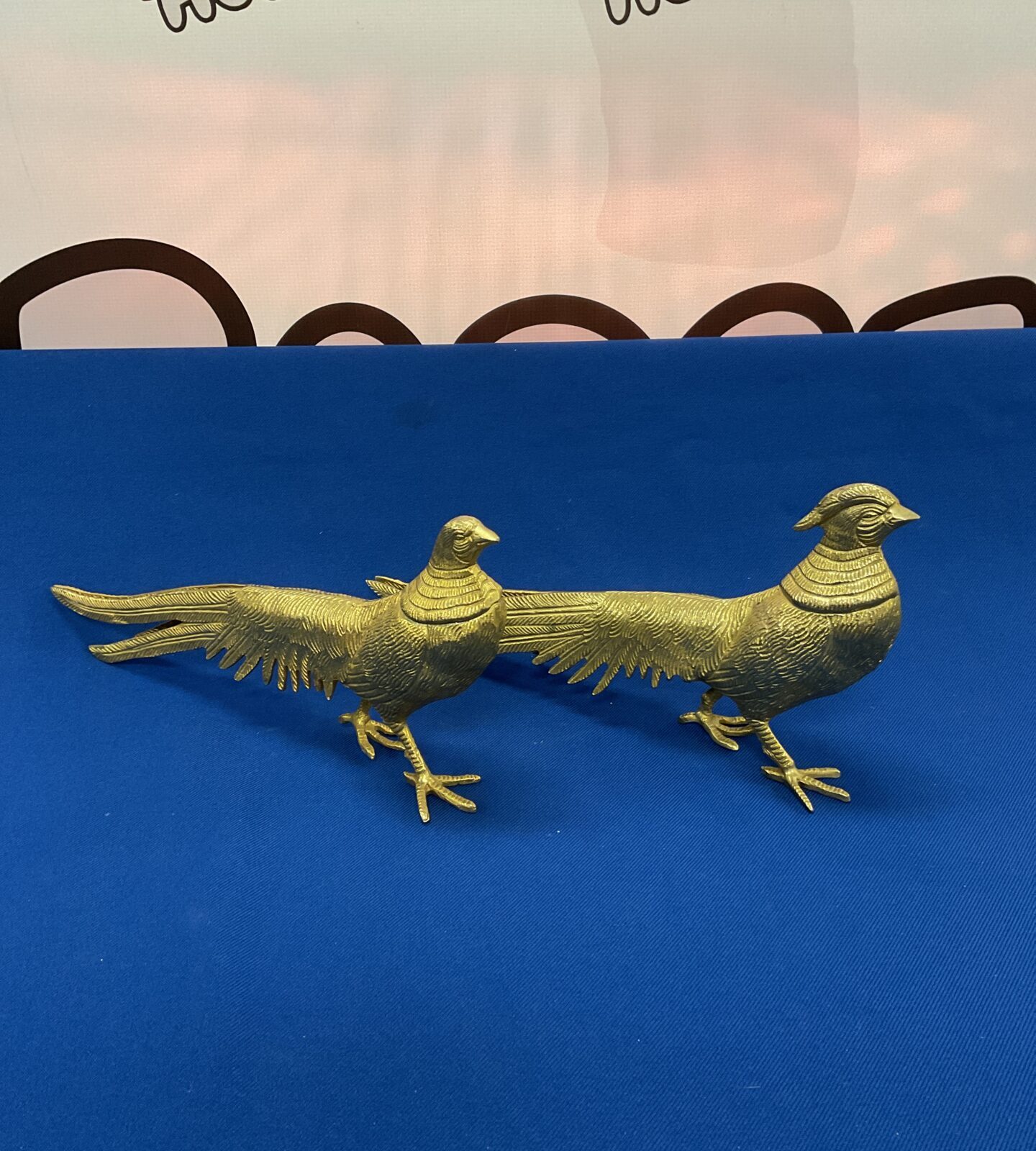 Pair of brass pheasants