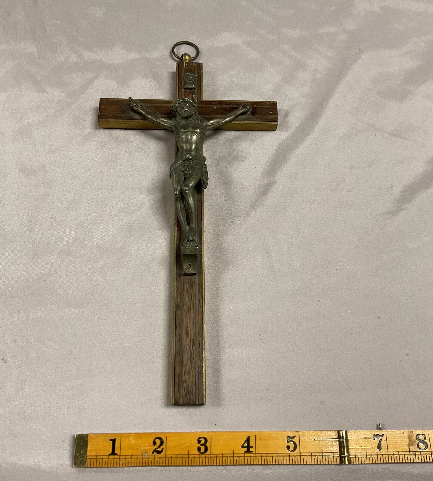 Brass and wood 10” crucifix