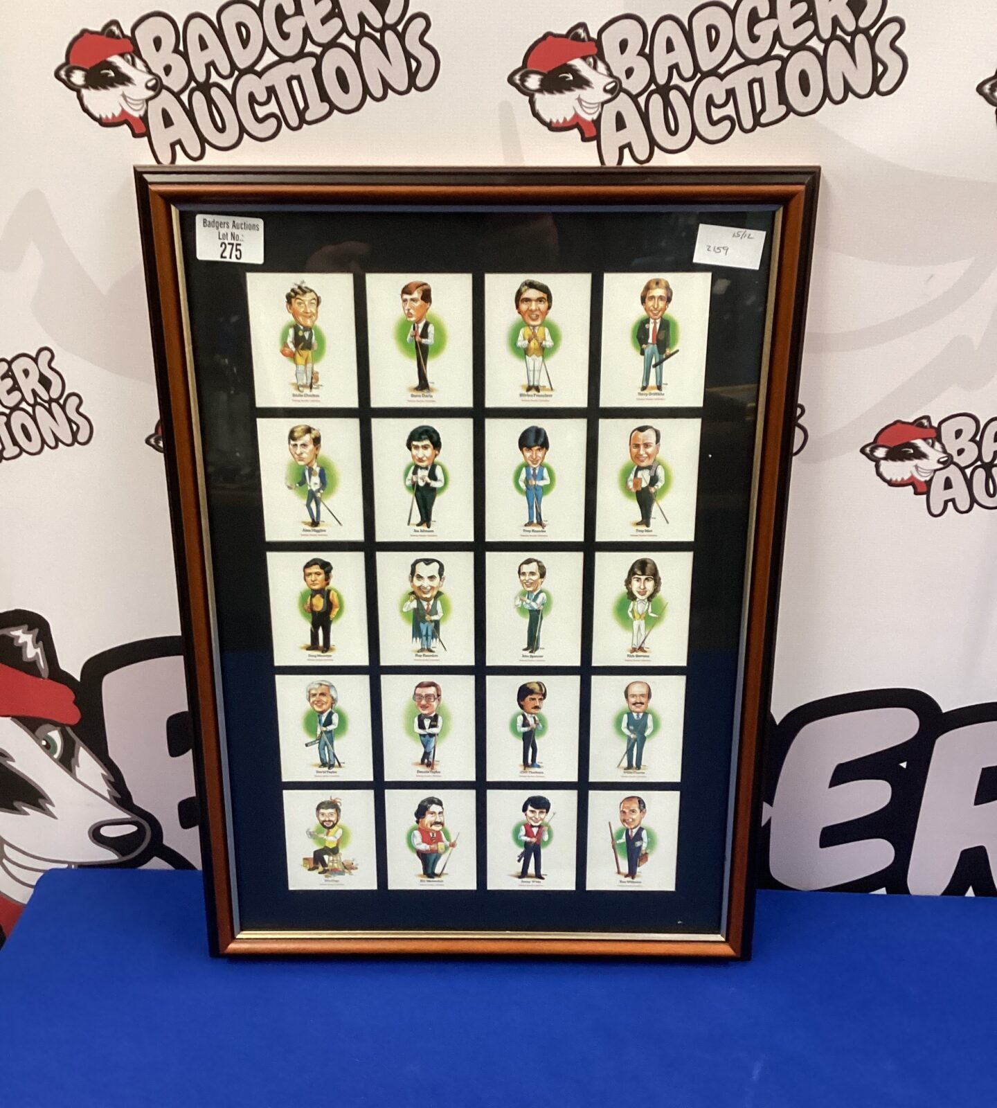 Framed set of snooker player tea cards