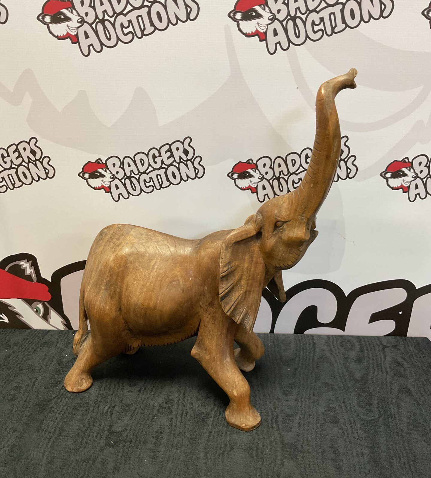 Large carved wooden elephant