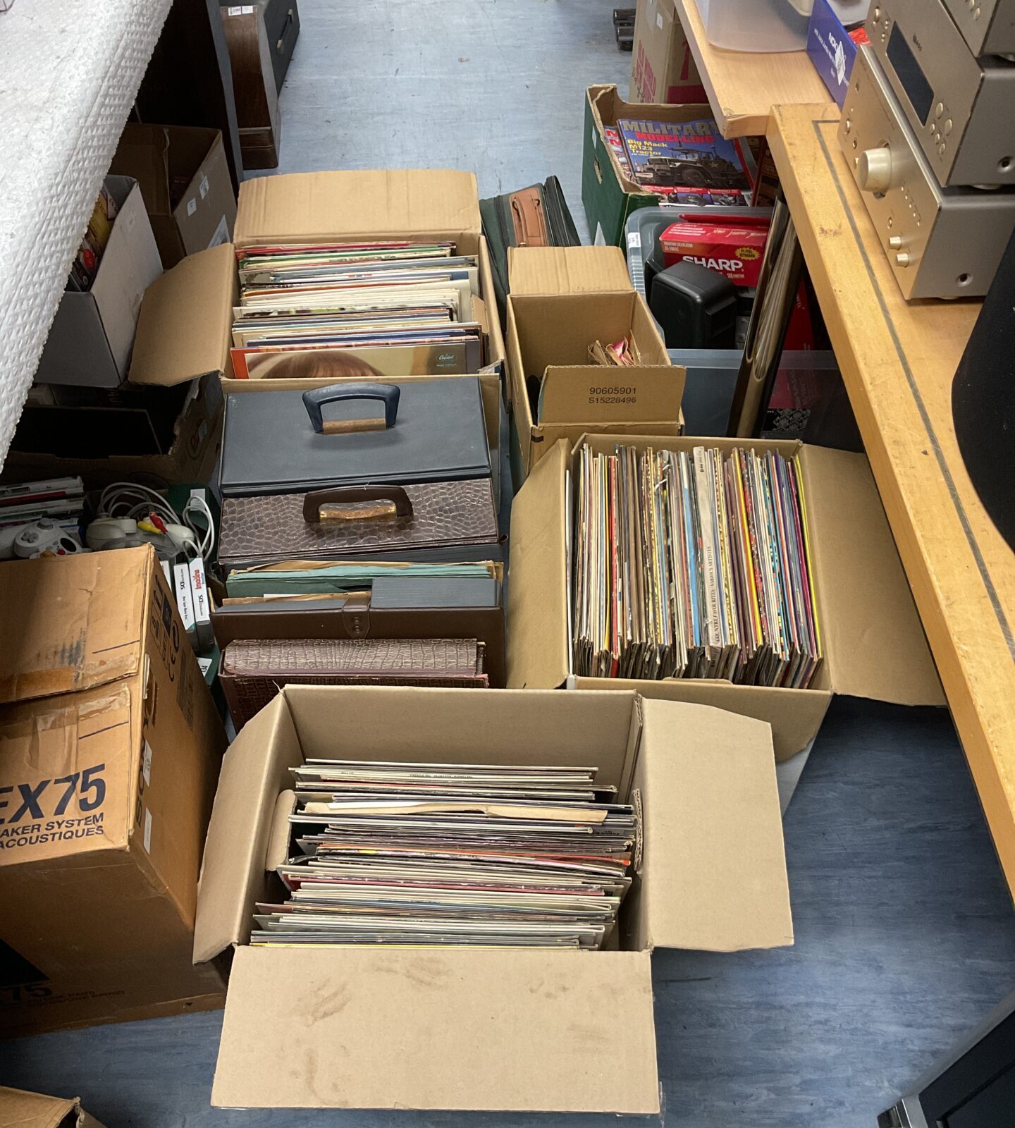 Huge collection of 8 boxes & cases of 12” vinyl records