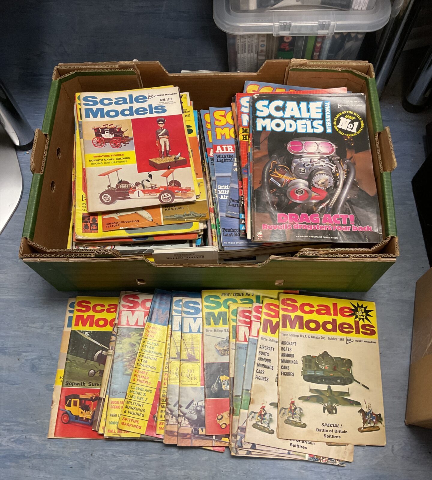 Large tray of scale model magazines