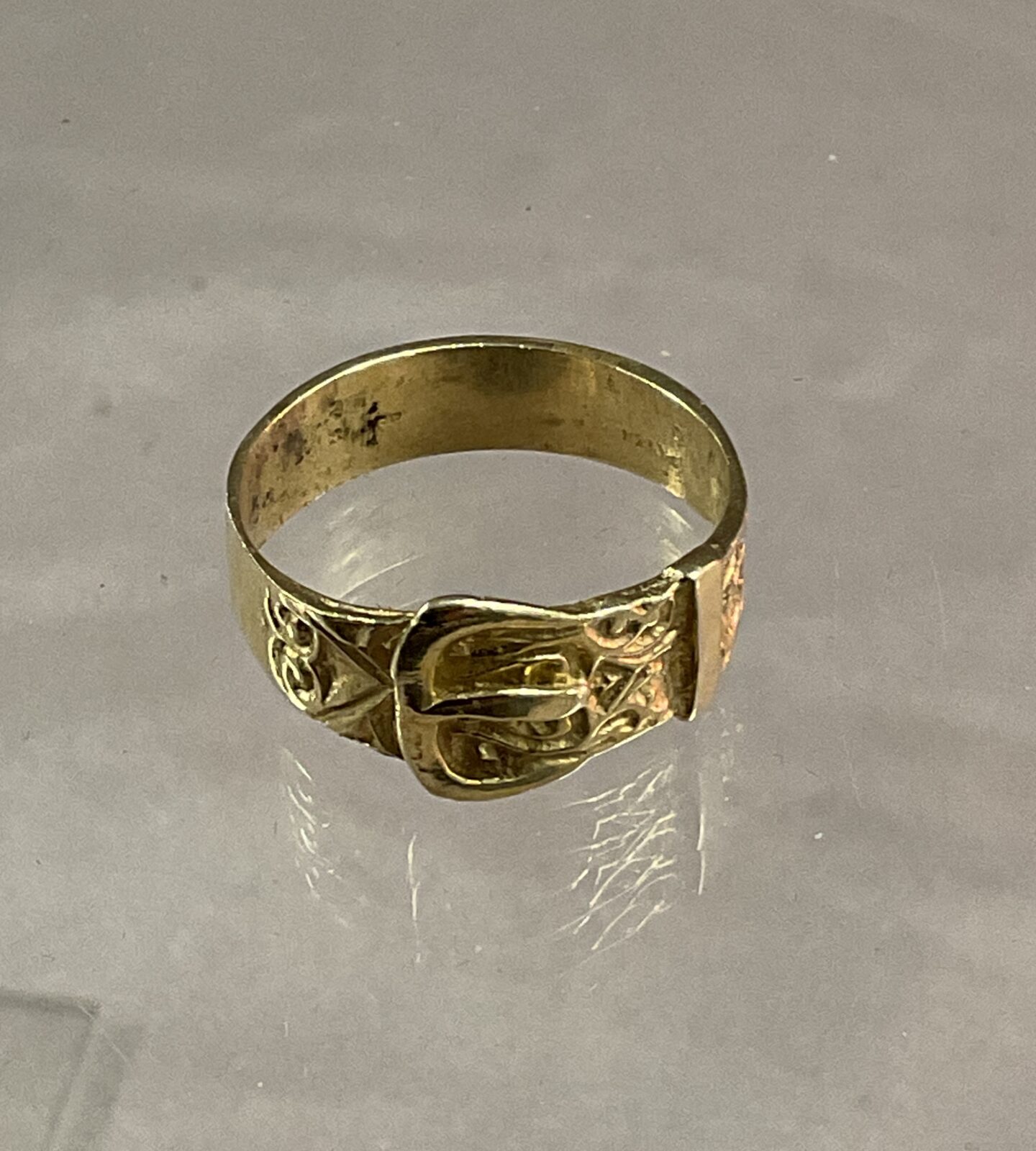 925 silver gilt buckle ring size X