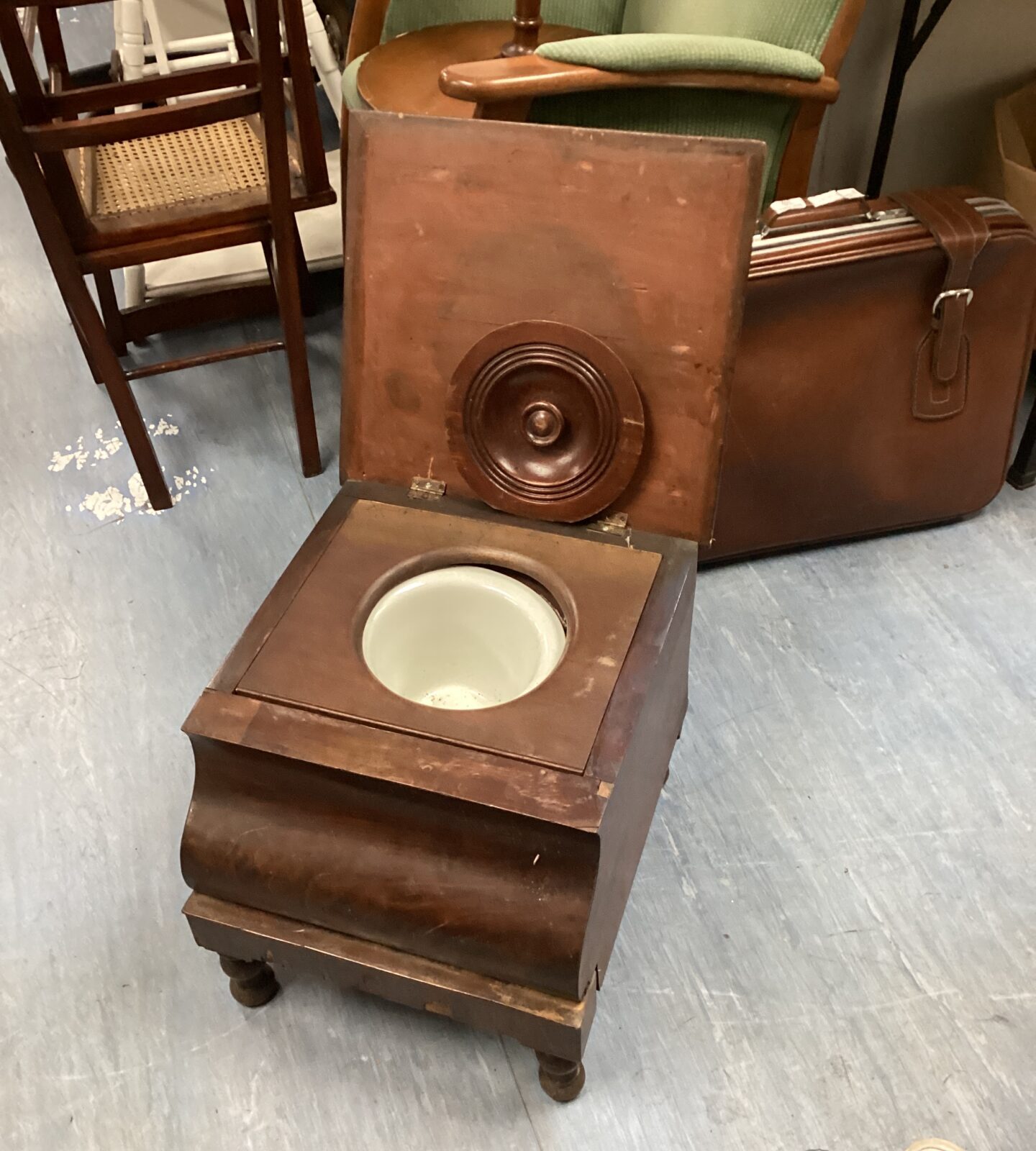 Antique portable wooden toilet