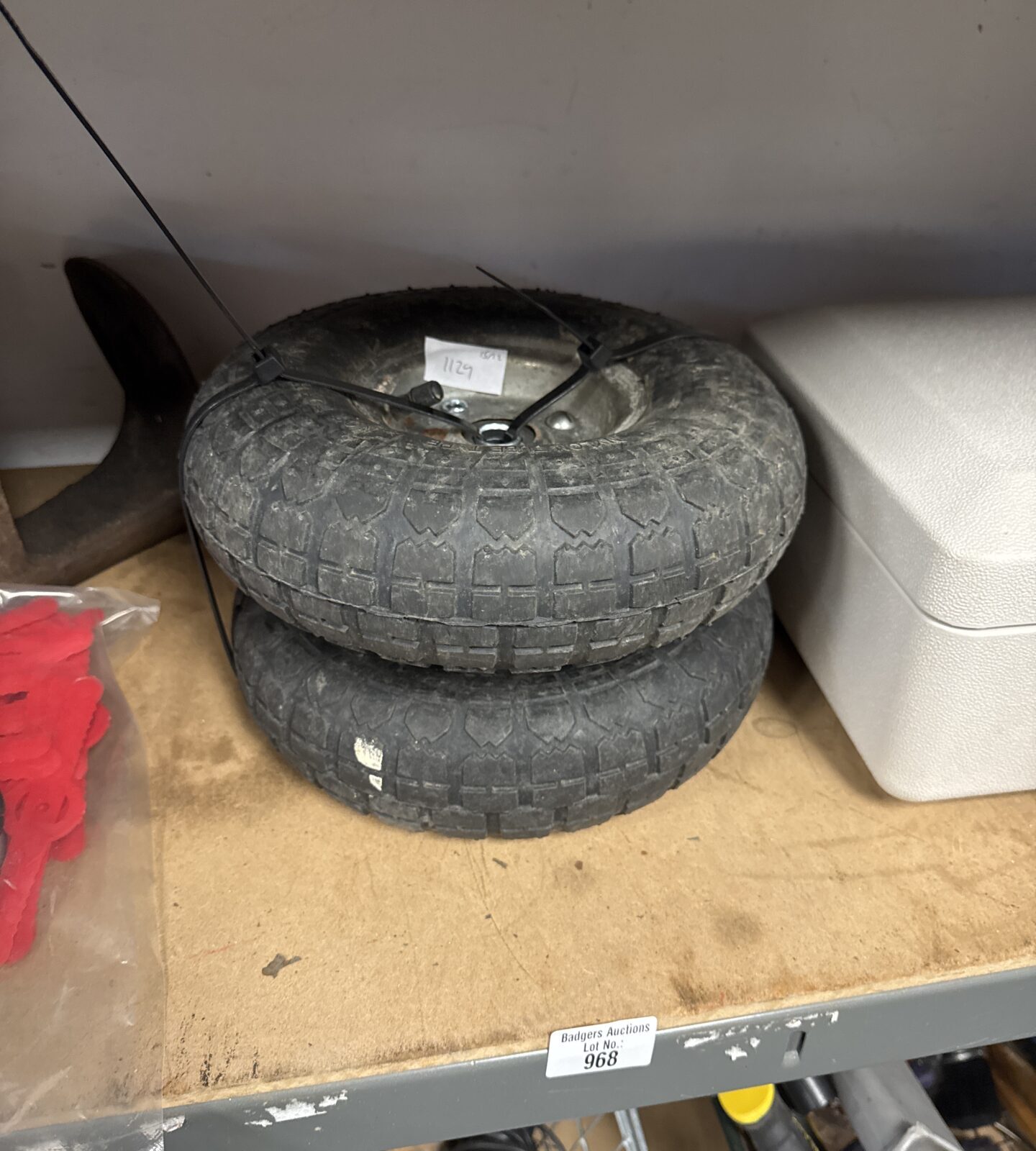 Pair of wheelbarrow wheels & tyres