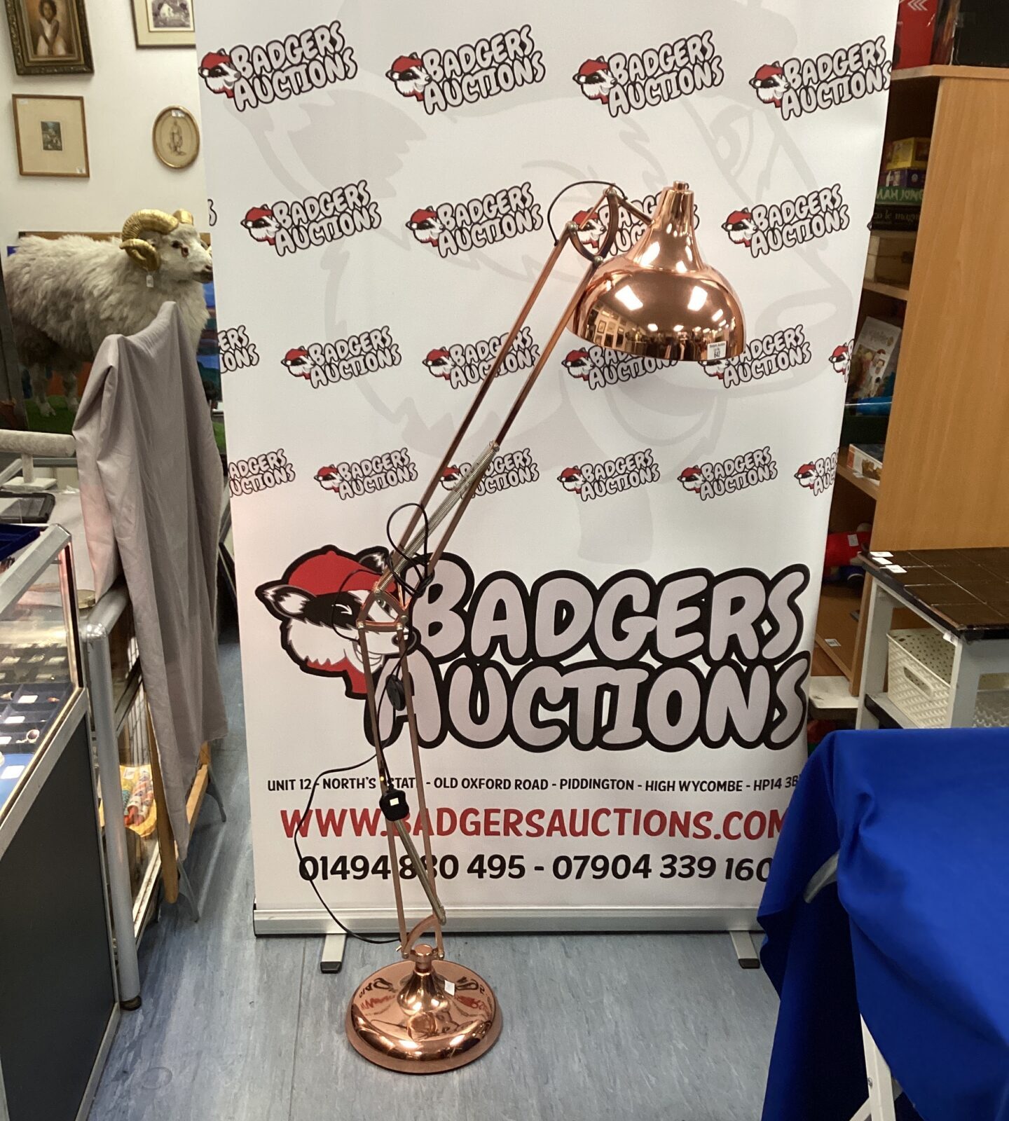 Tall Anglepoise Style Copper lamp