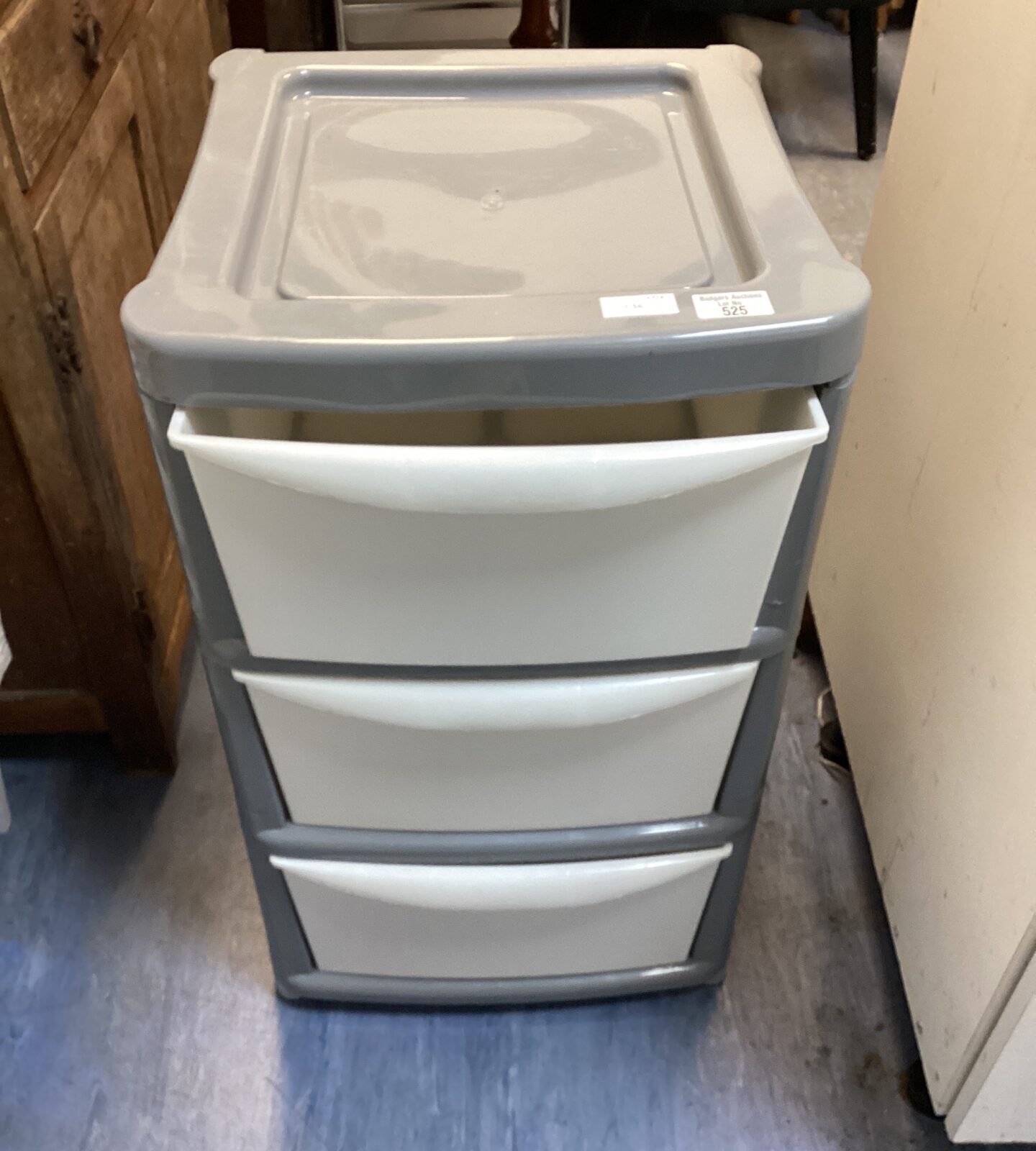 Set of three plastic drawers