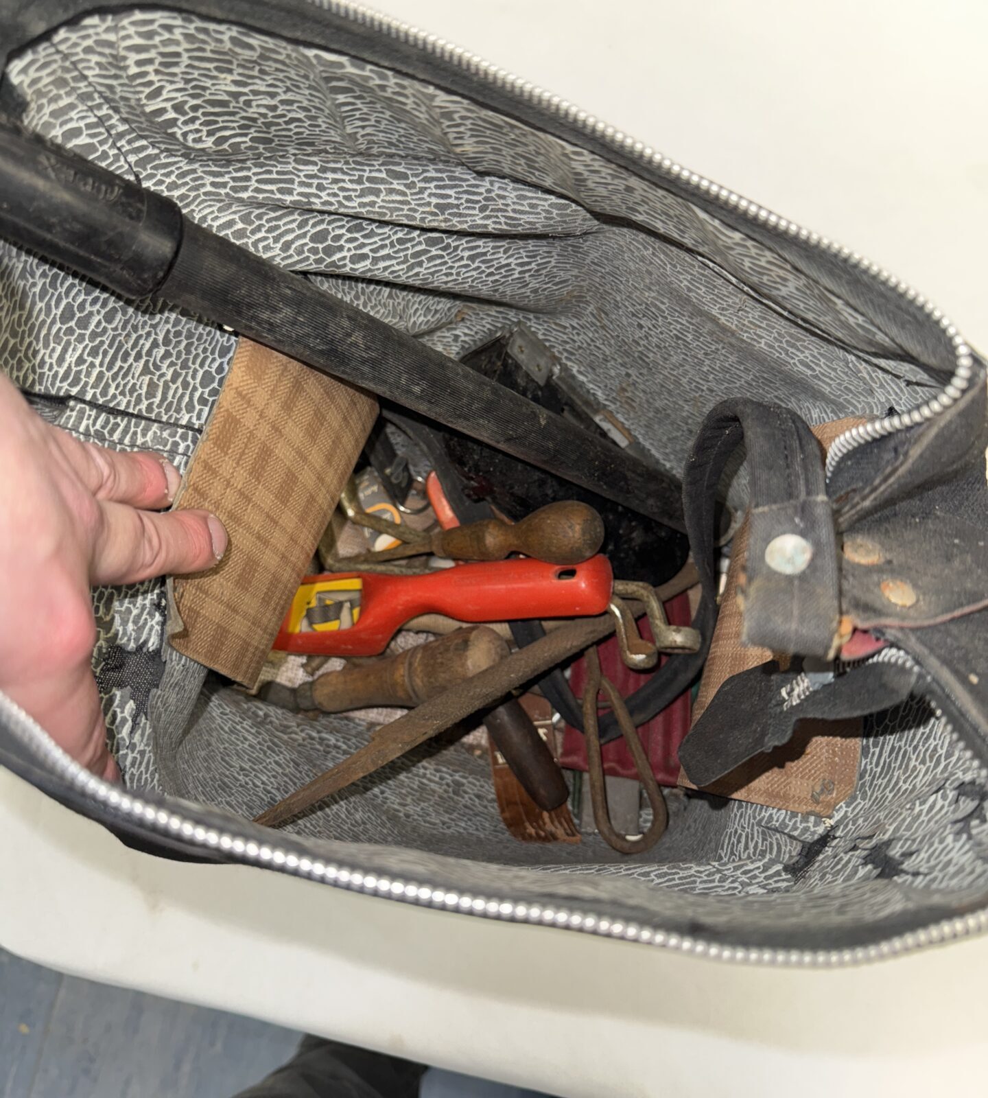 Toolbag with shed clearance items inc vintage