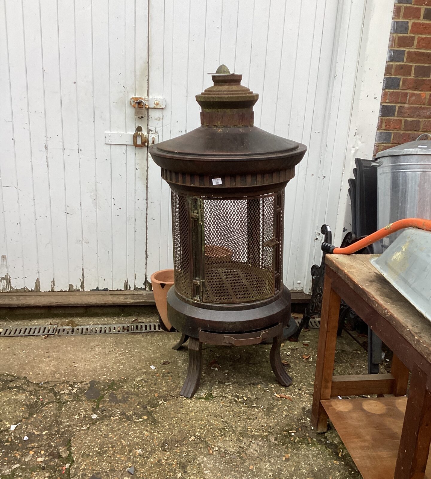 Large metal patio wood burner