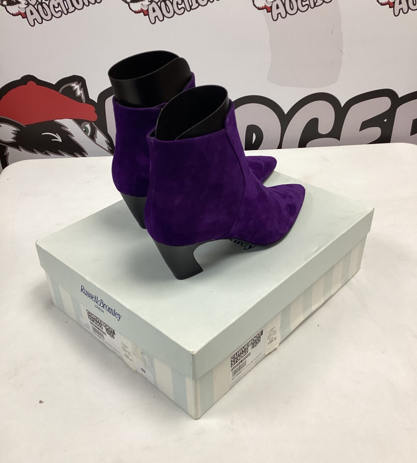 Pair of new Russell & bromley purple suede boots size 40