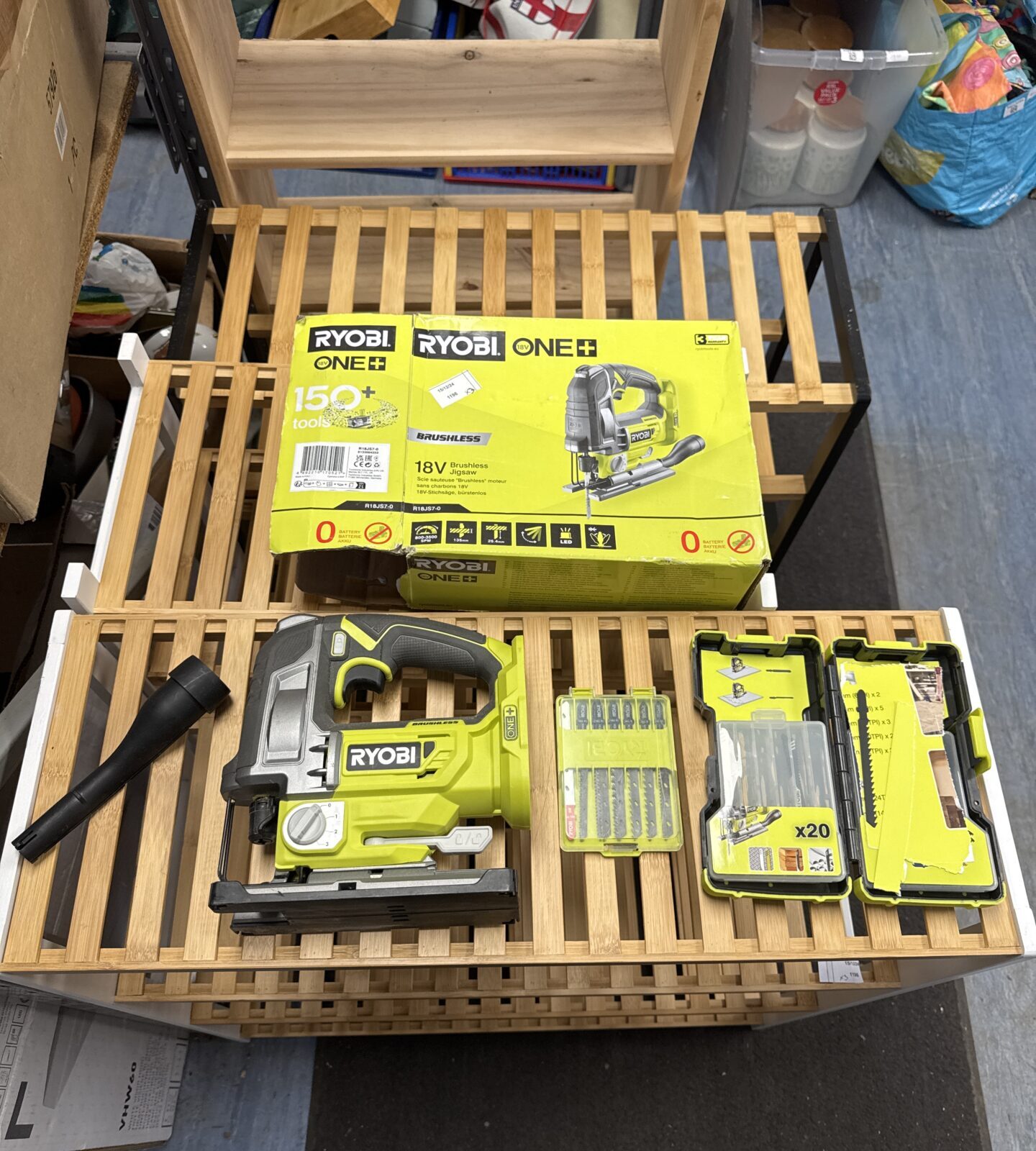 Ryobi one+ cordless jigsaw with spare blades - no battery