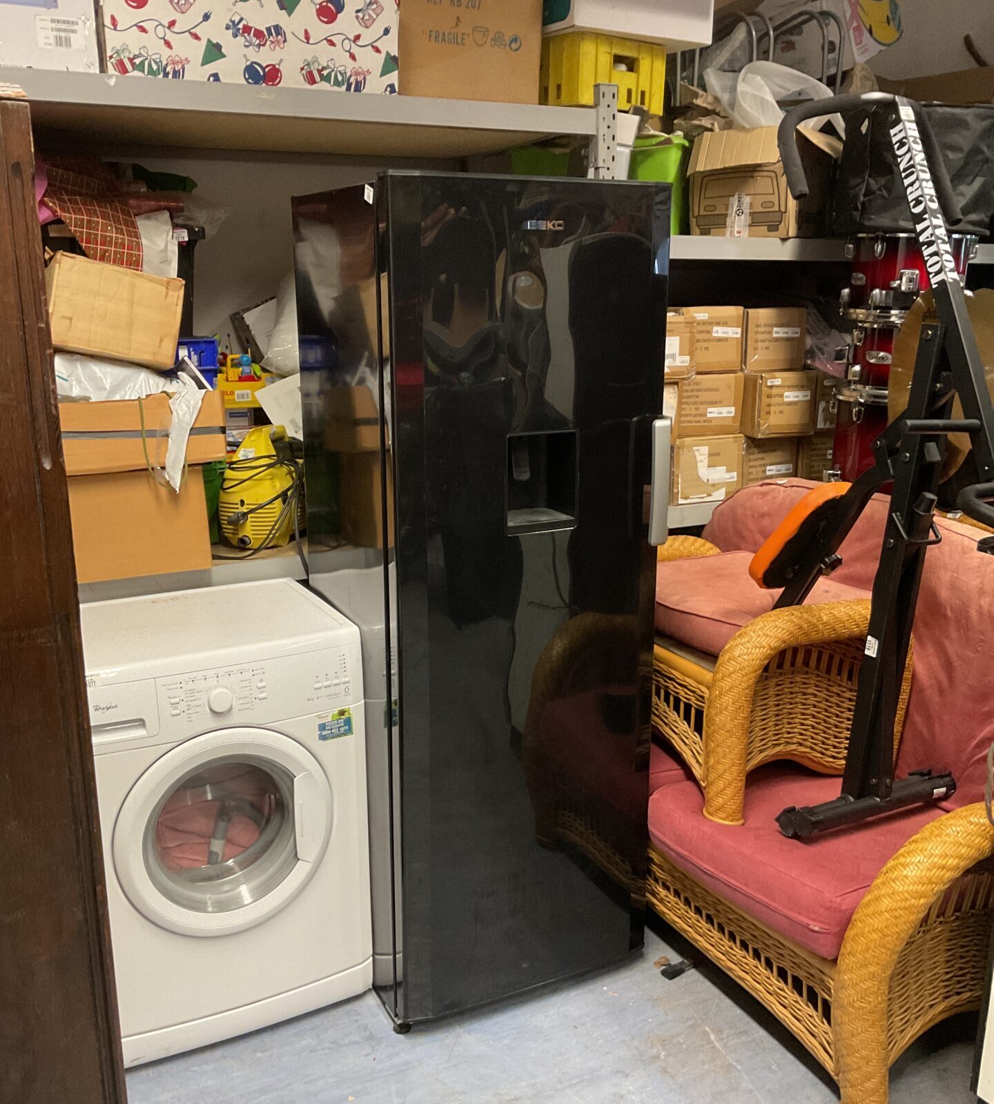 Large black beko fridge with ice dispenser working