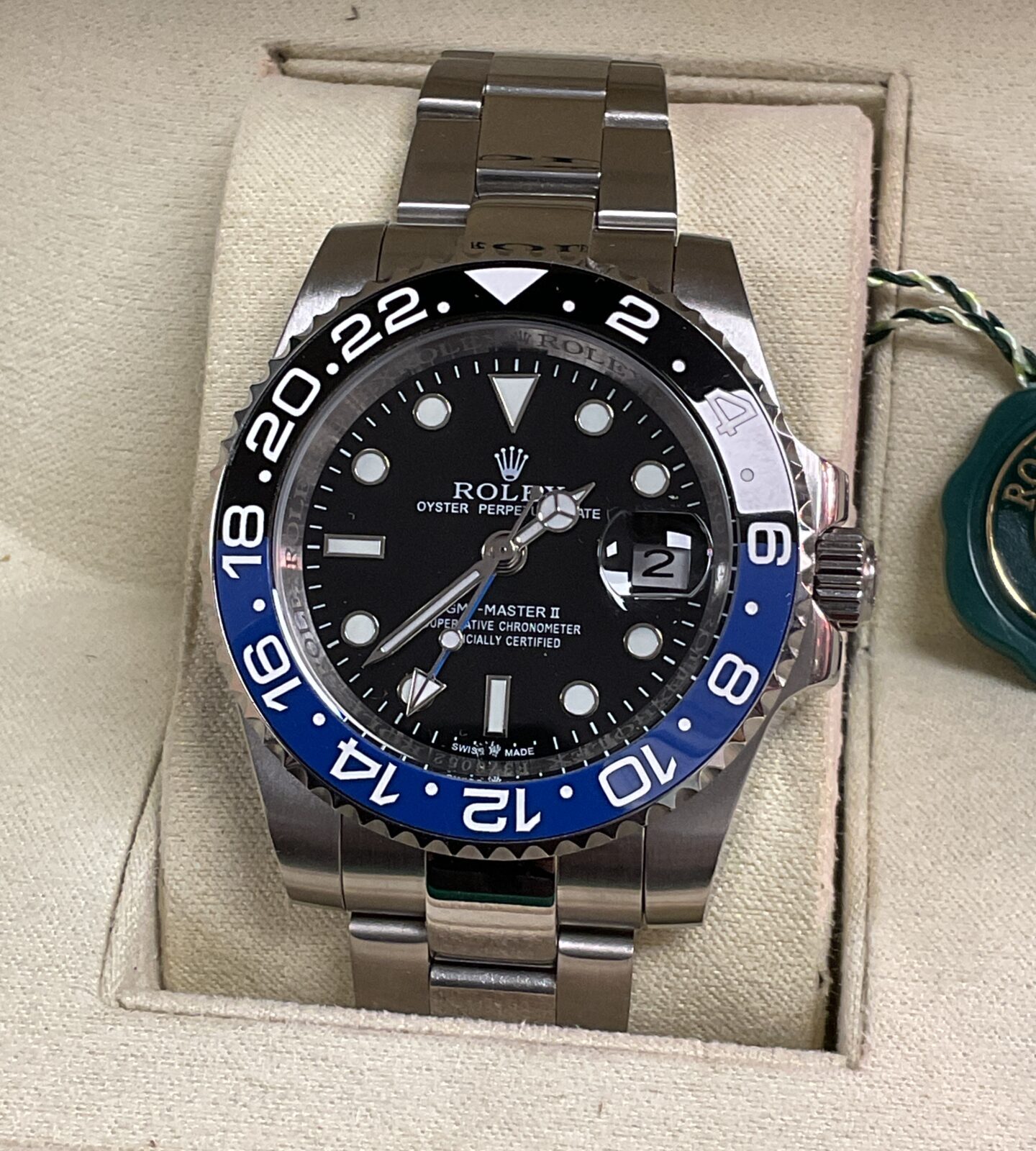 Rolex style  GMT master Il automatic wristwatch with box and papers