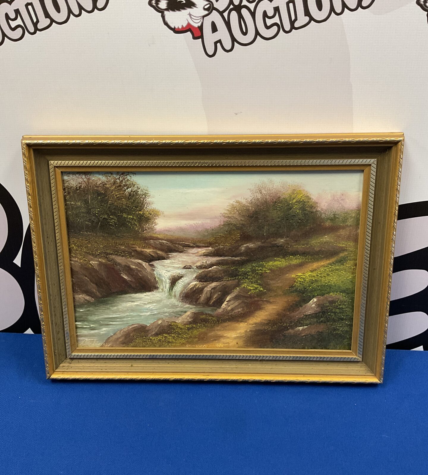 F maskens oil on board of a highland river scene