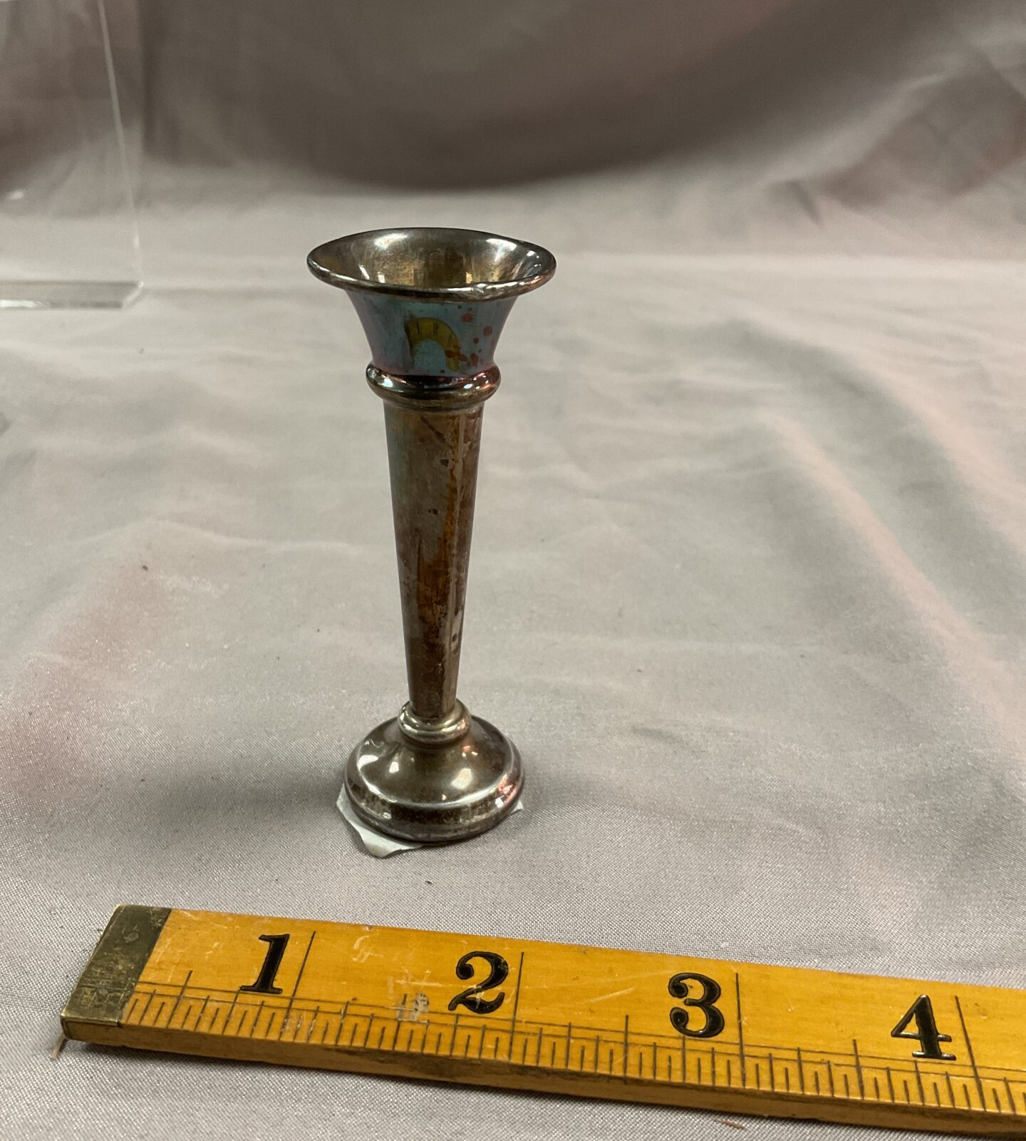 three inch hallmarked weighted silver trumpet vase 14g gross