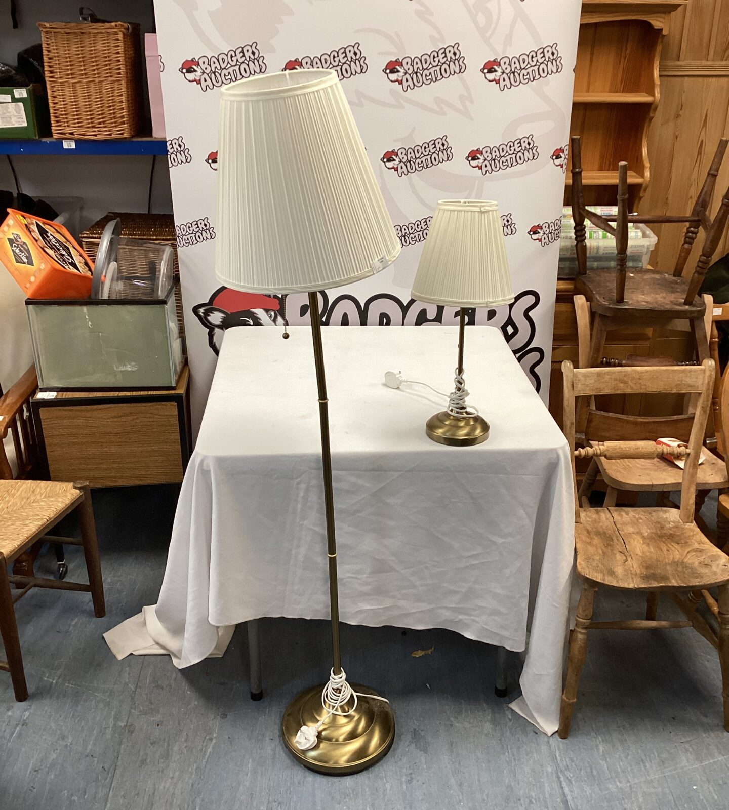 Brass table lamp & brass standard lamp