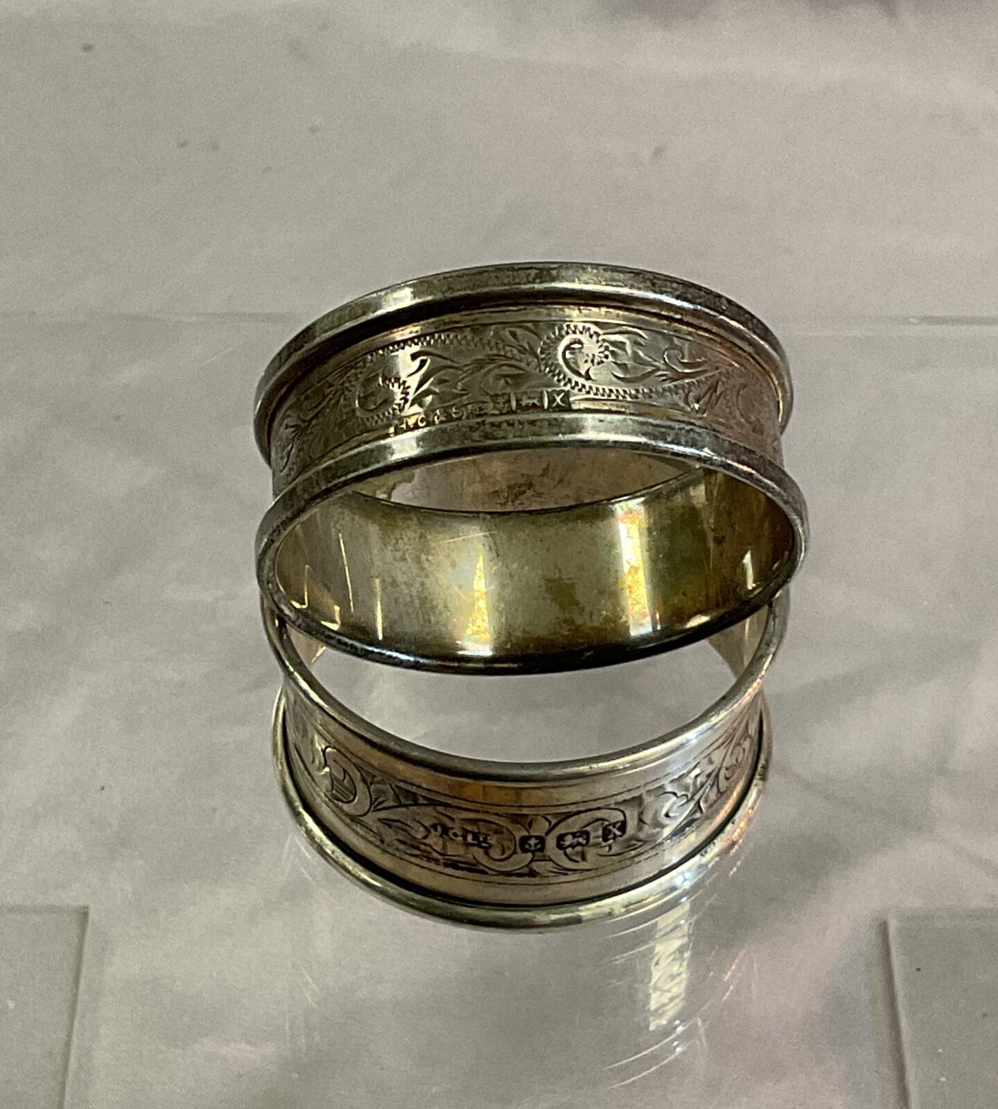 Two hallmarked silver Knapkin rings 25.97 g