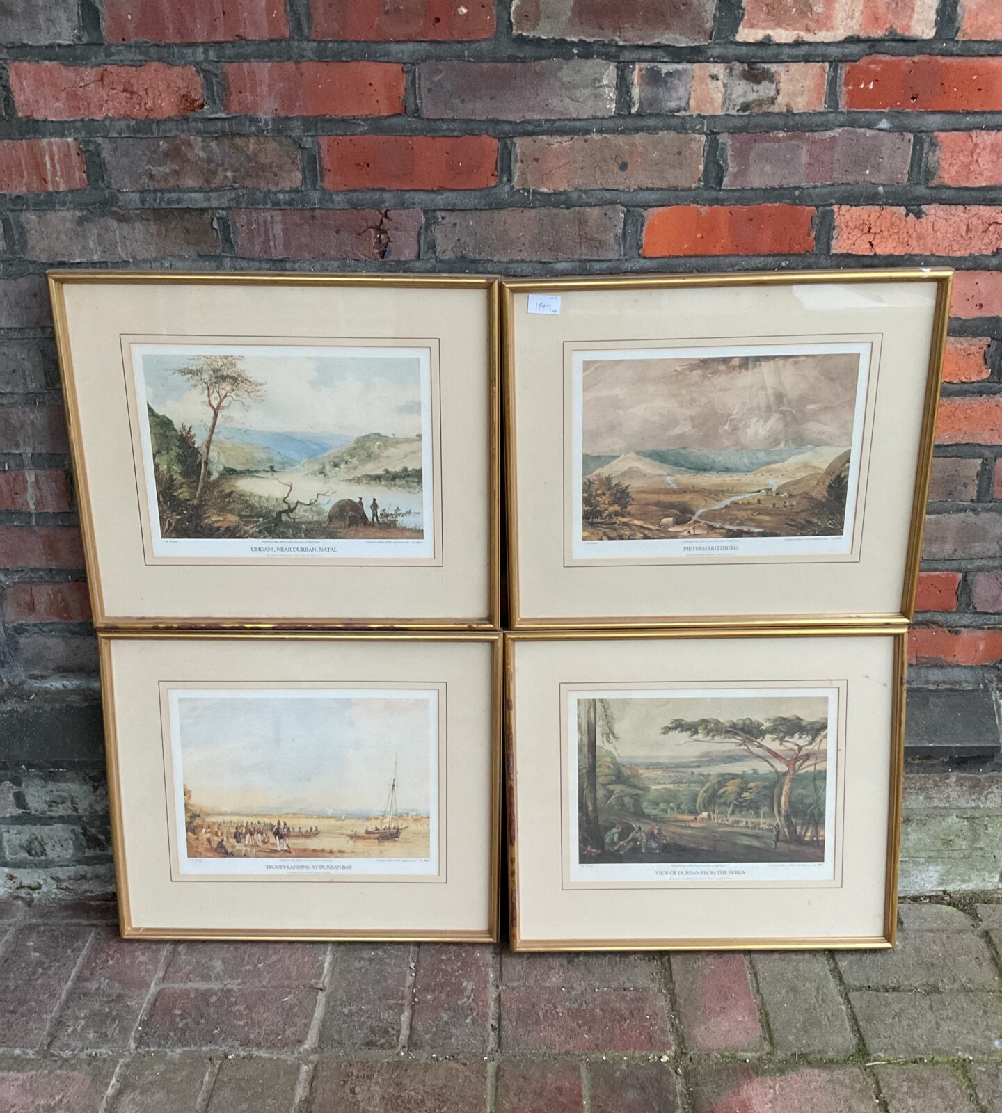 Set of 4 gilt framed t w bowler limited edition south african prints