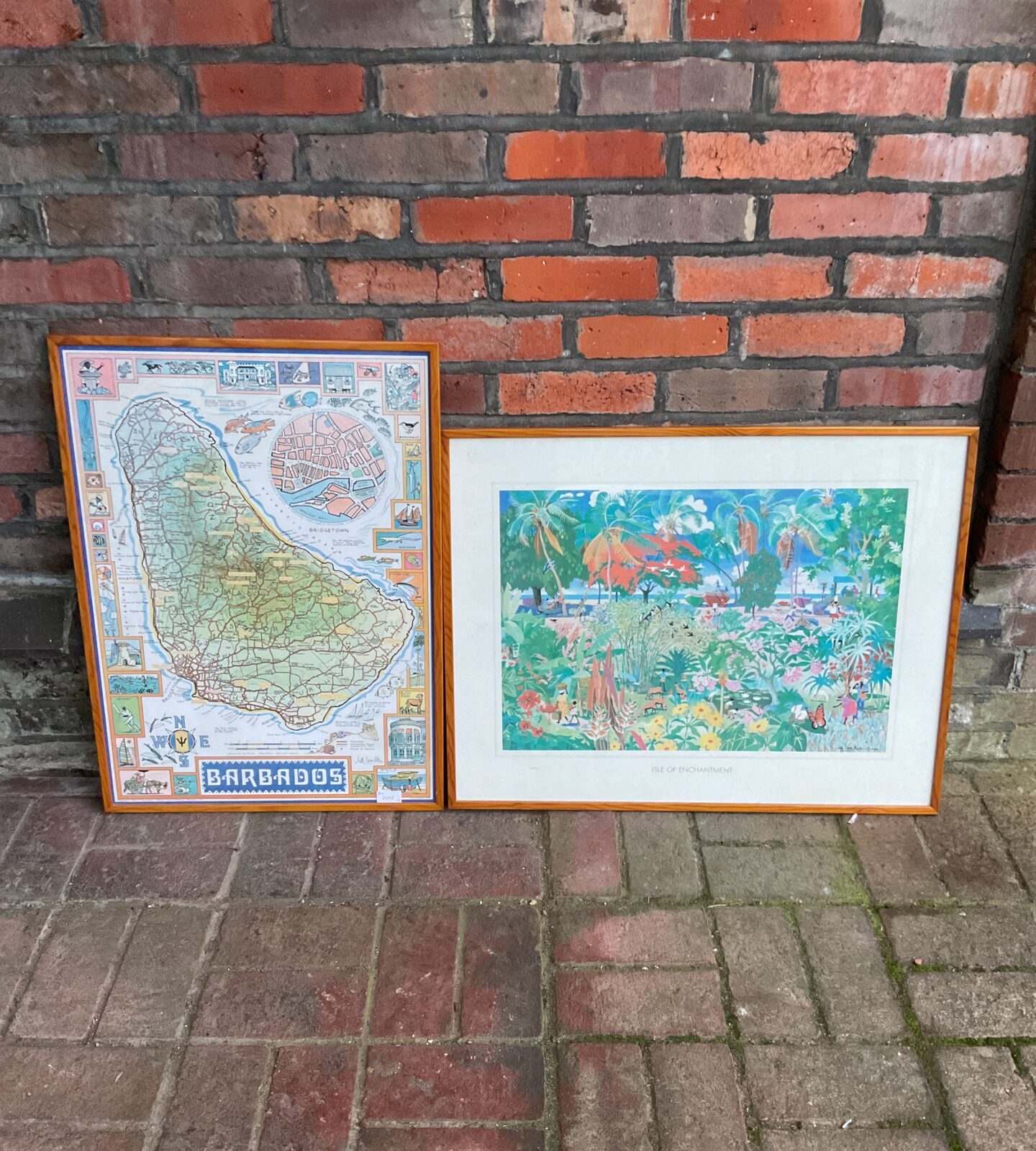 Framed map of barbados & the isle of enchantment print