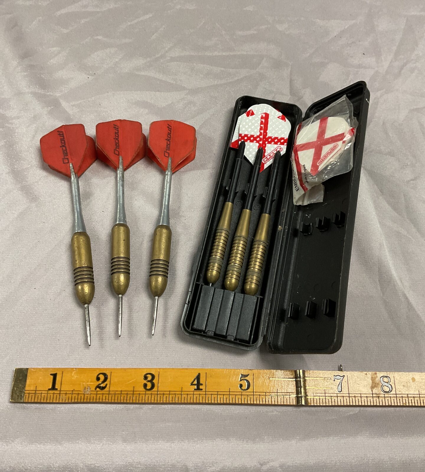 Two sets vintage brass darts