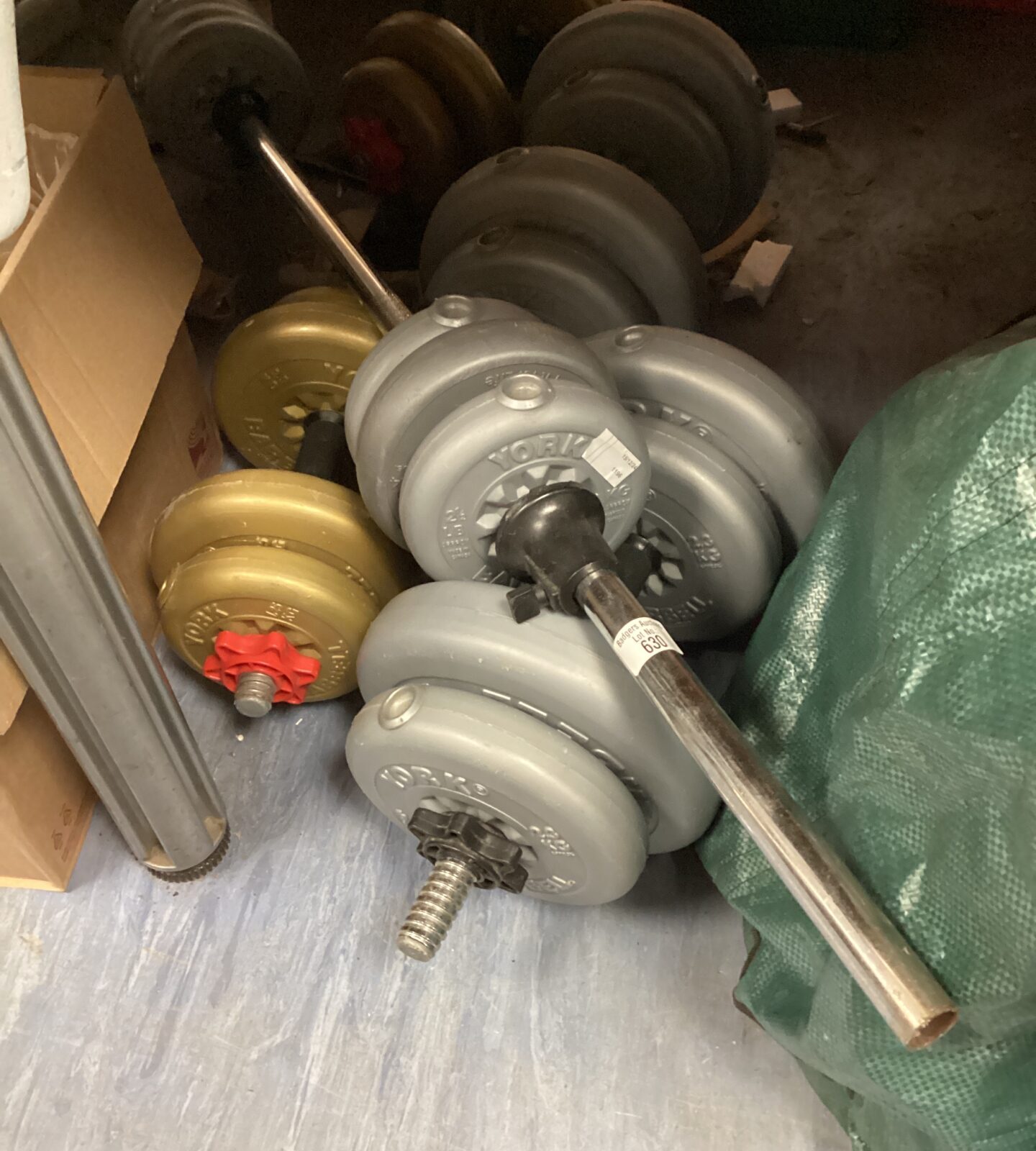 Job lot of dumbbells and weights inc York