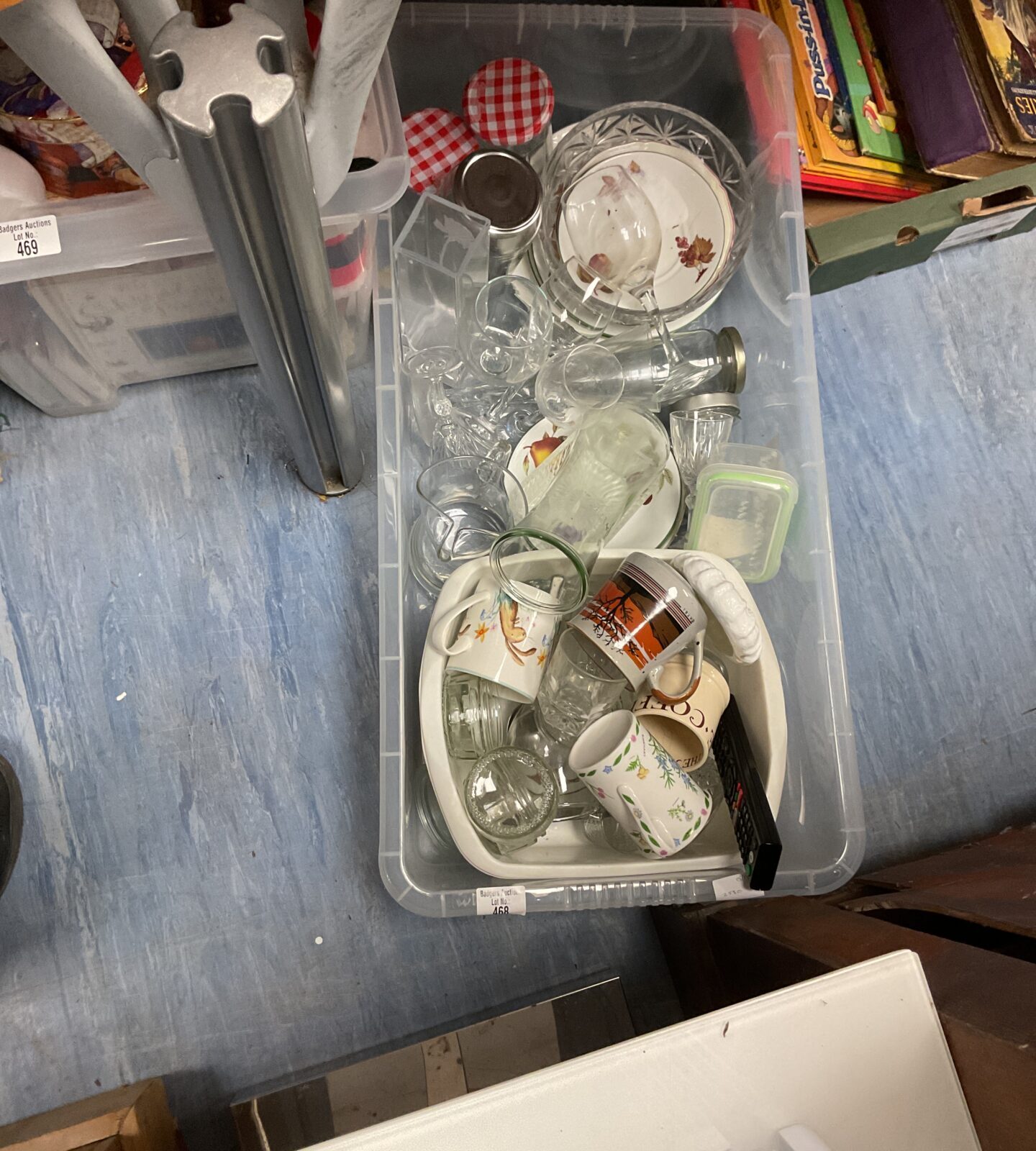 Box of plates and glassware