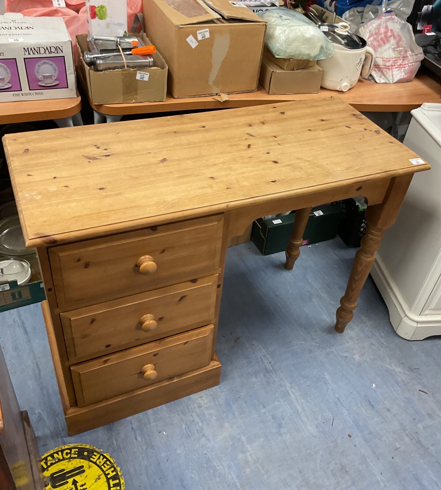 Pine three draw desk