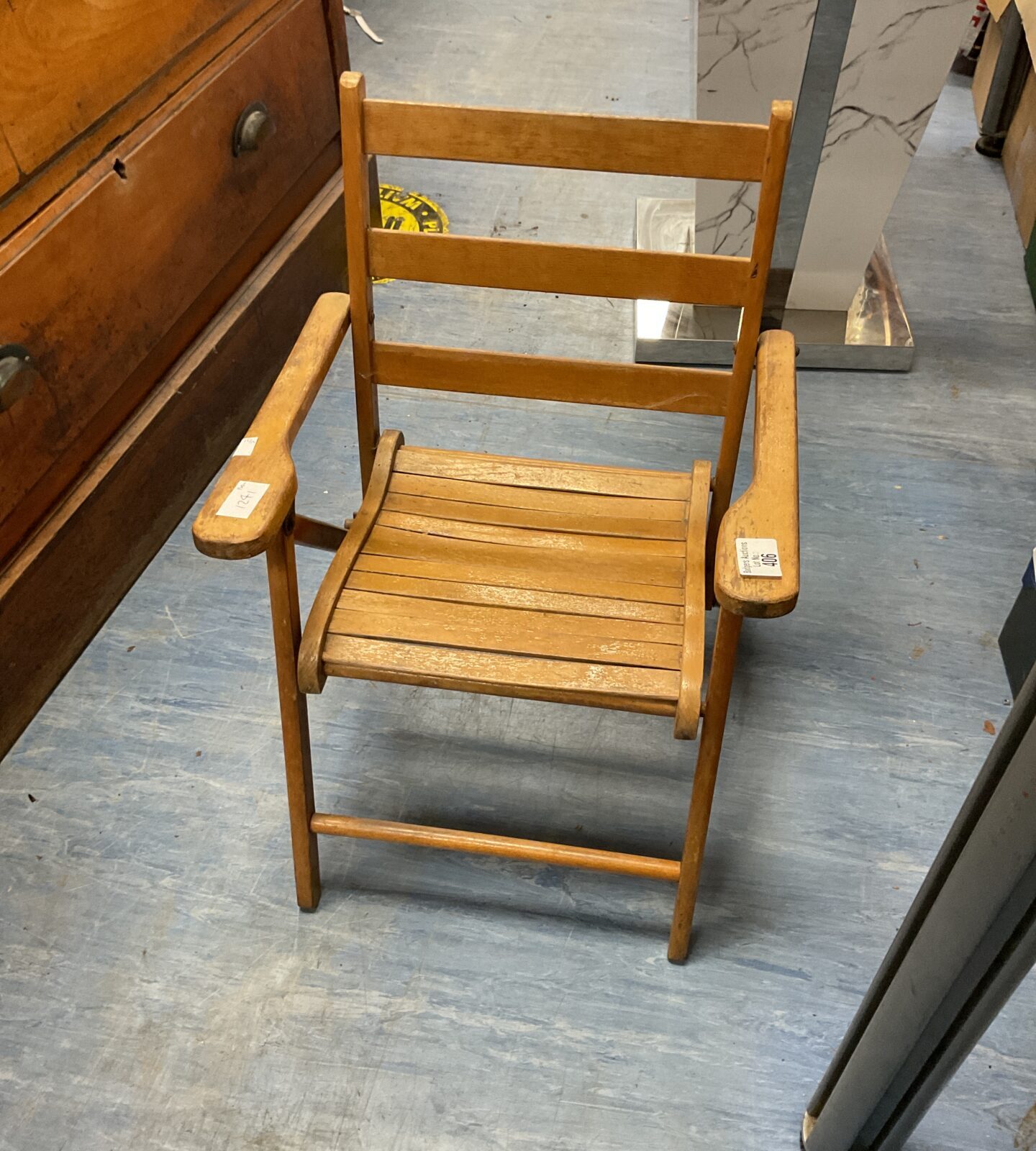 Vintage folding wooden childs chair