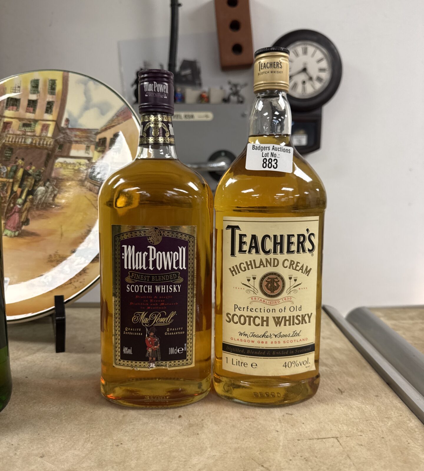 Two bottles of whisky inc teachers & macpowell