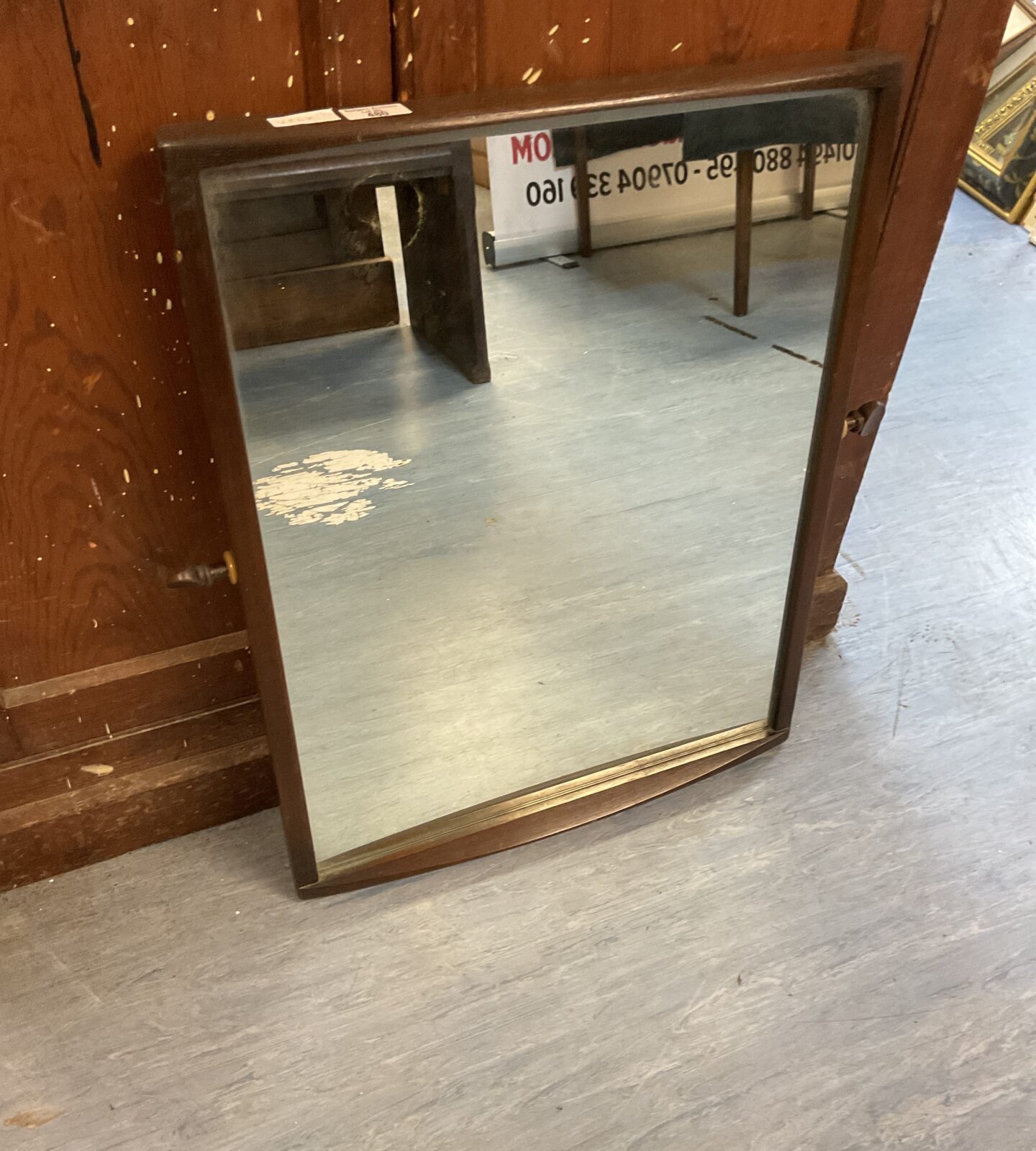 Vintage rectangular mahogany framed mirror with nobs