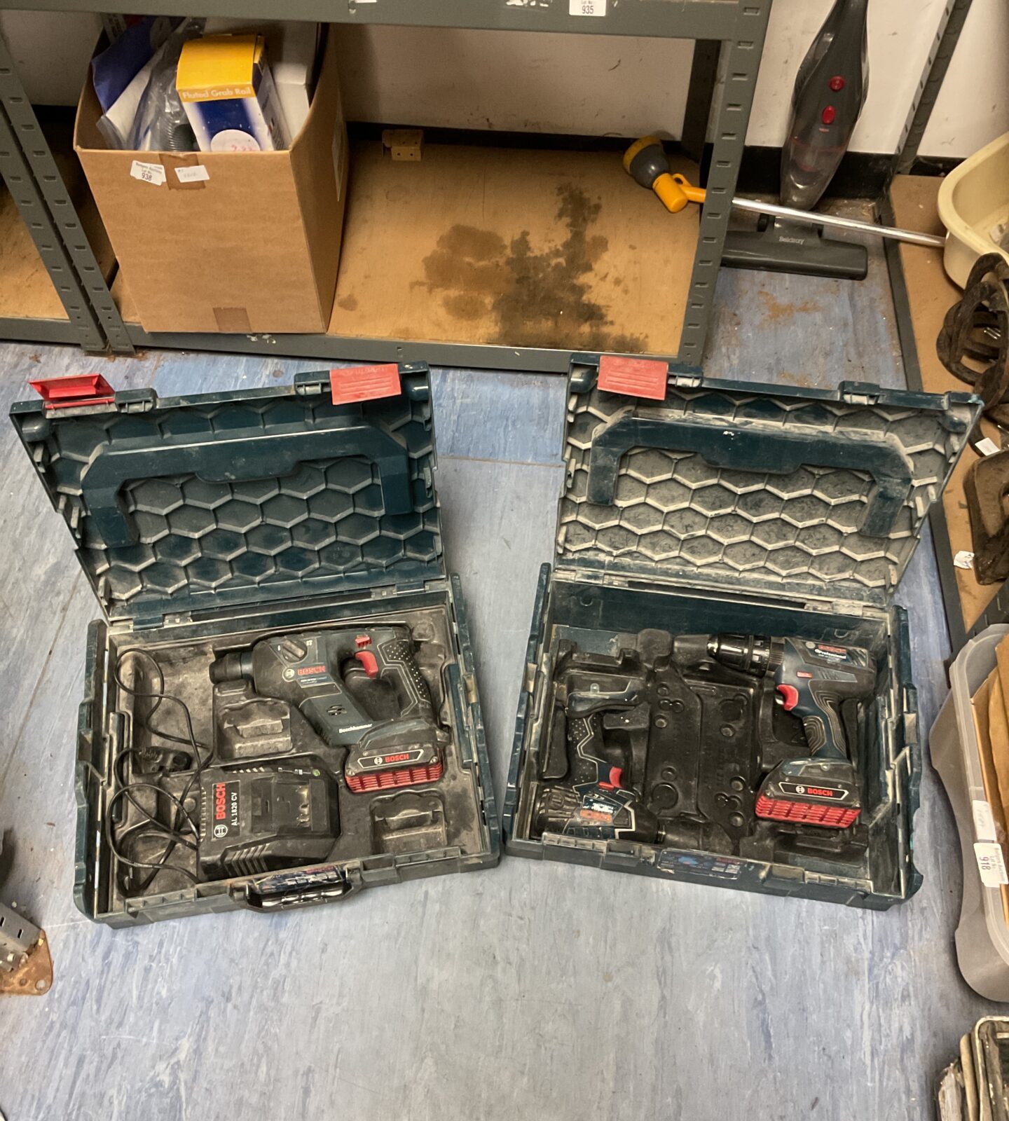 Set of cordless Bosch drills including impact driver