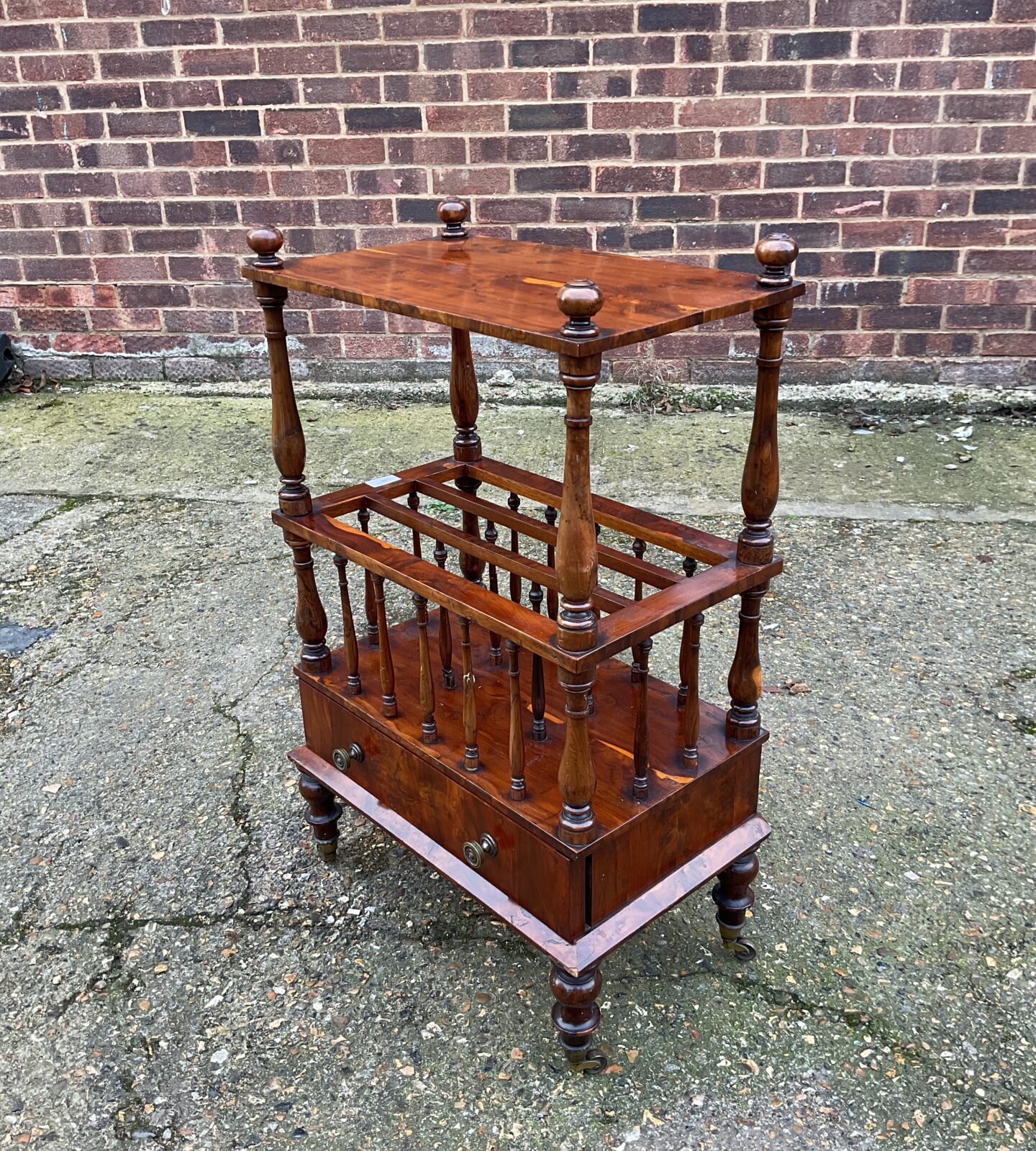 Antique freestanding burr walnut canterbury - Image 2