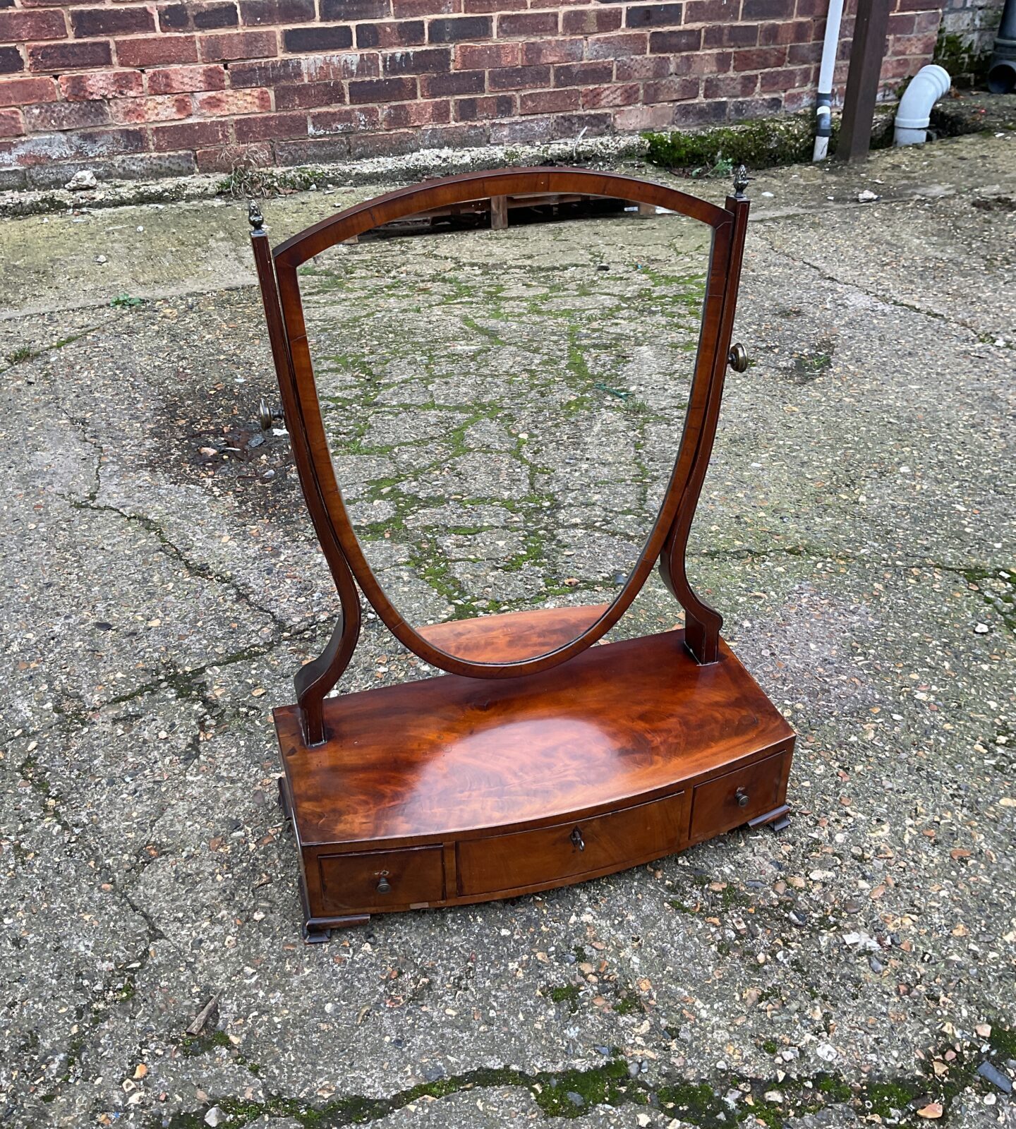 George iii mahogany shield dressing table mirror with three drawers