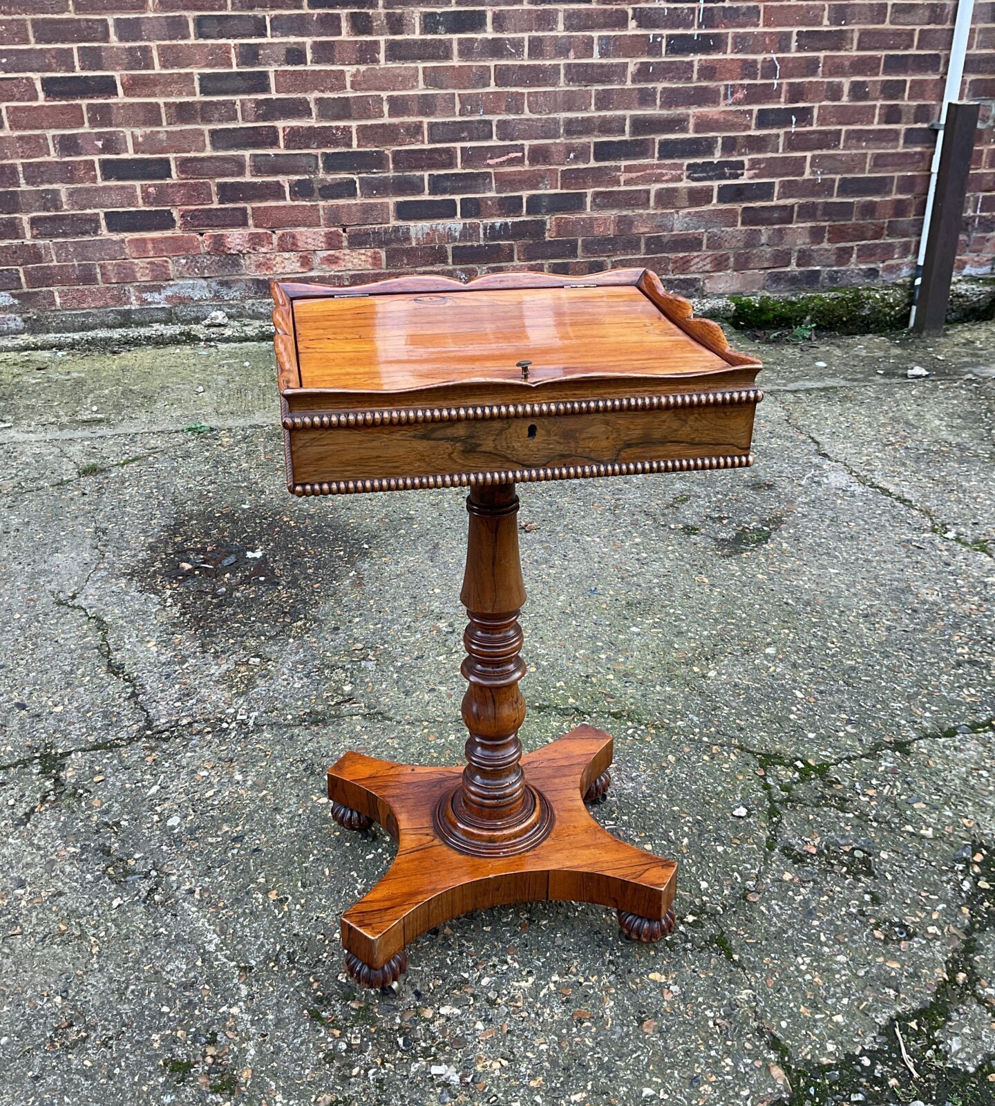 Georgian mahogany pedestal sewing table