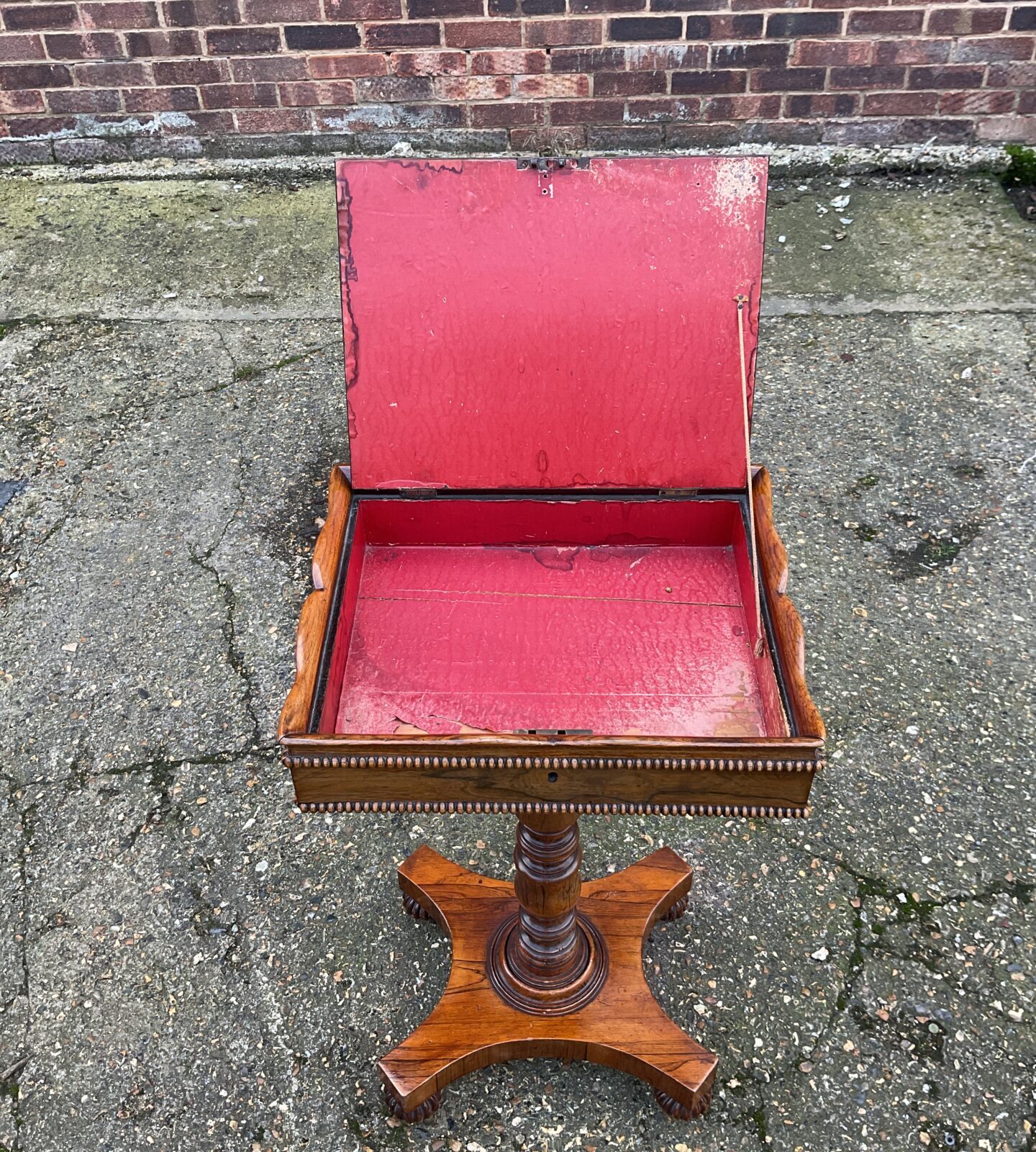 Georgian mahogany pedestal sewing table - Image 2