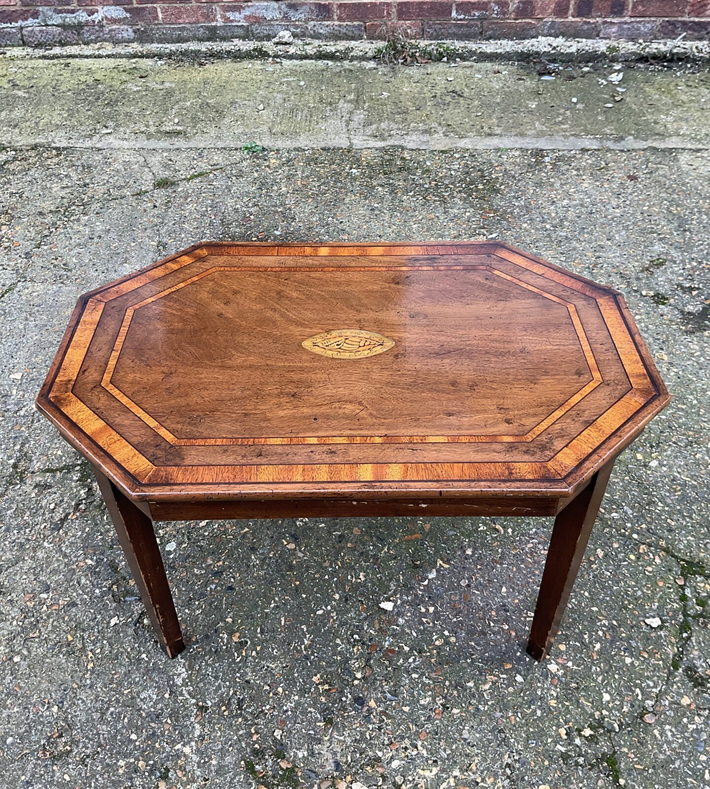 Antique inlaid mahogany magazine side table - Image 3