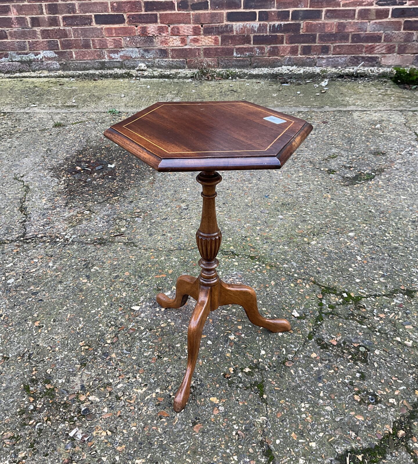 Antique oak hexagonal wine table