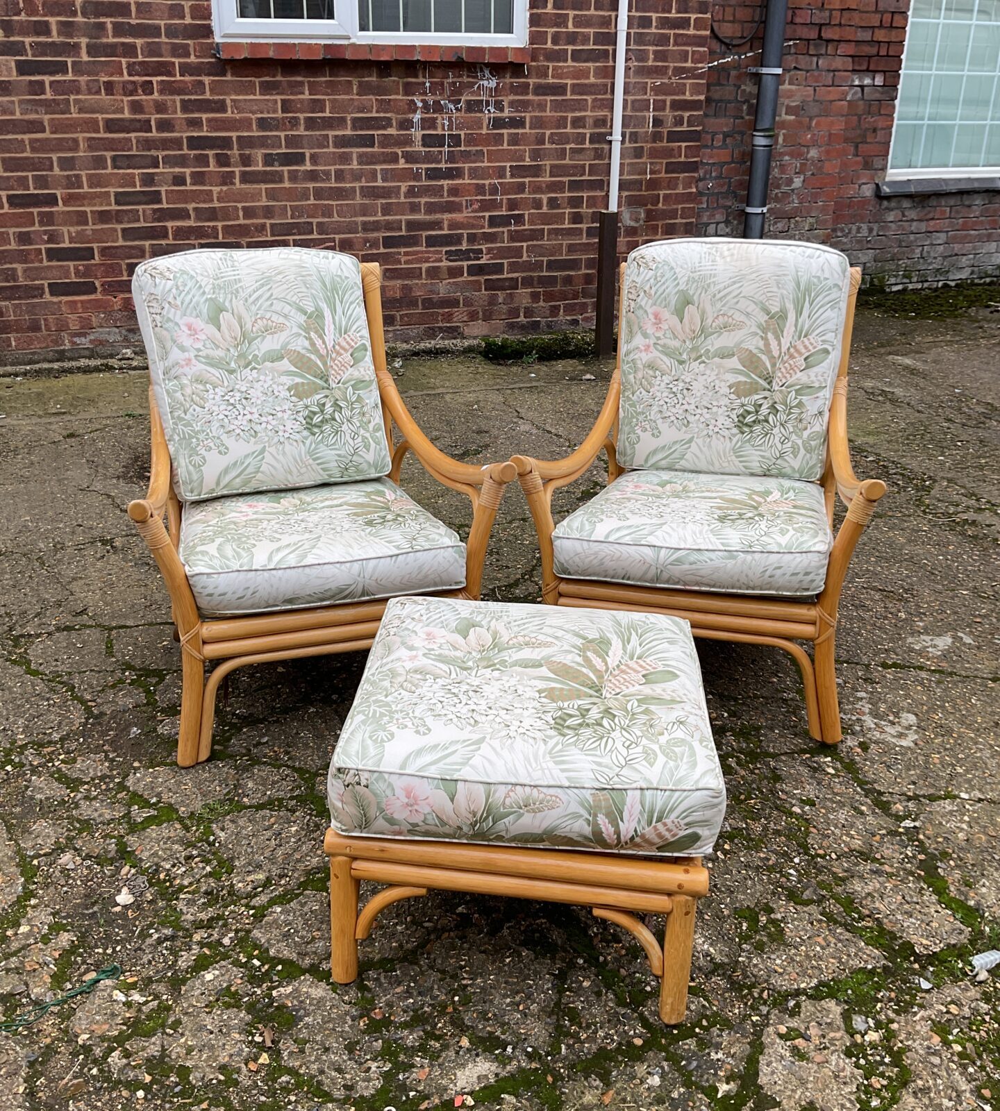 Bamboo conservatory chairs & footstool