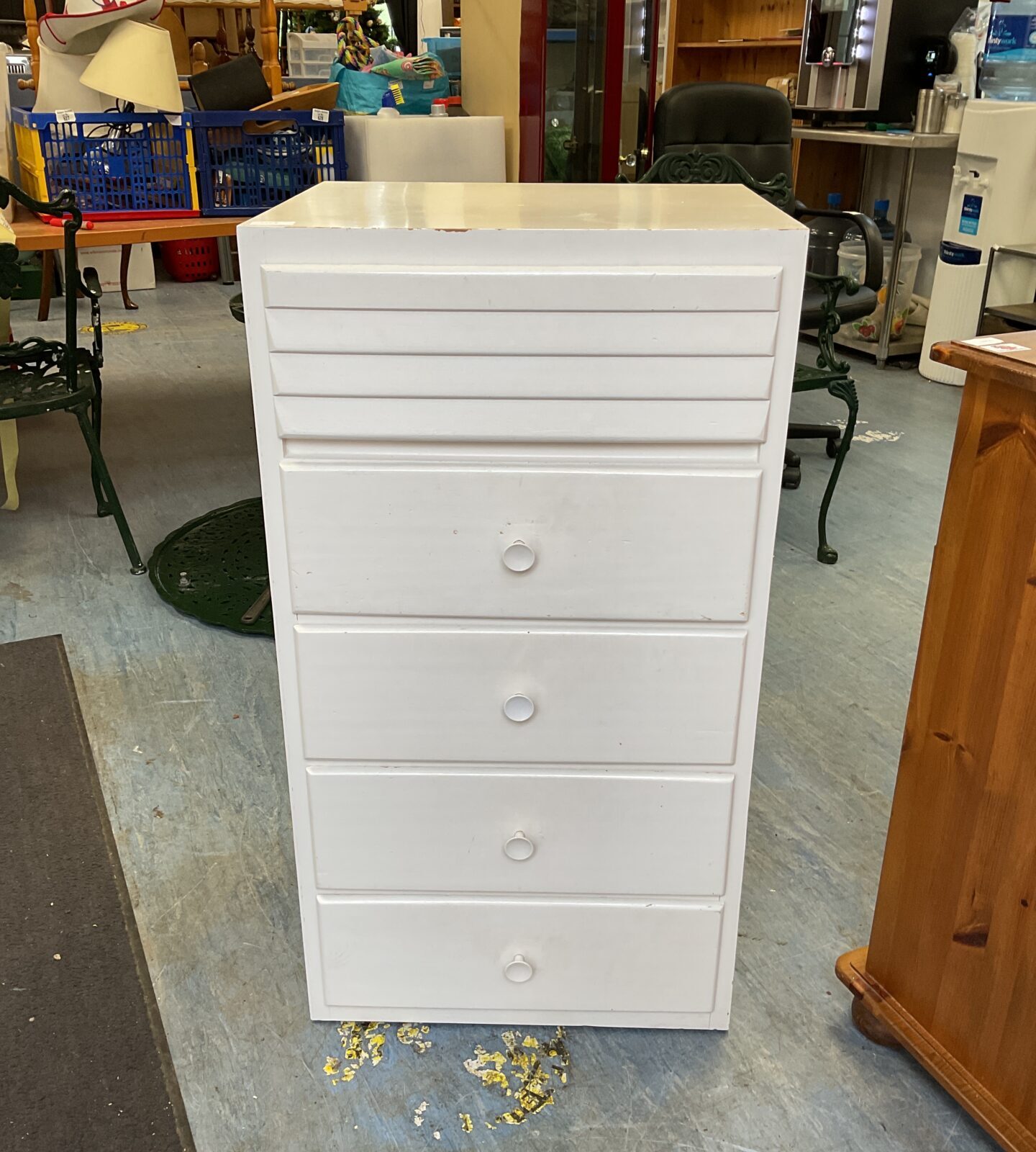 Vintage five drawer tall boy chest of drawers