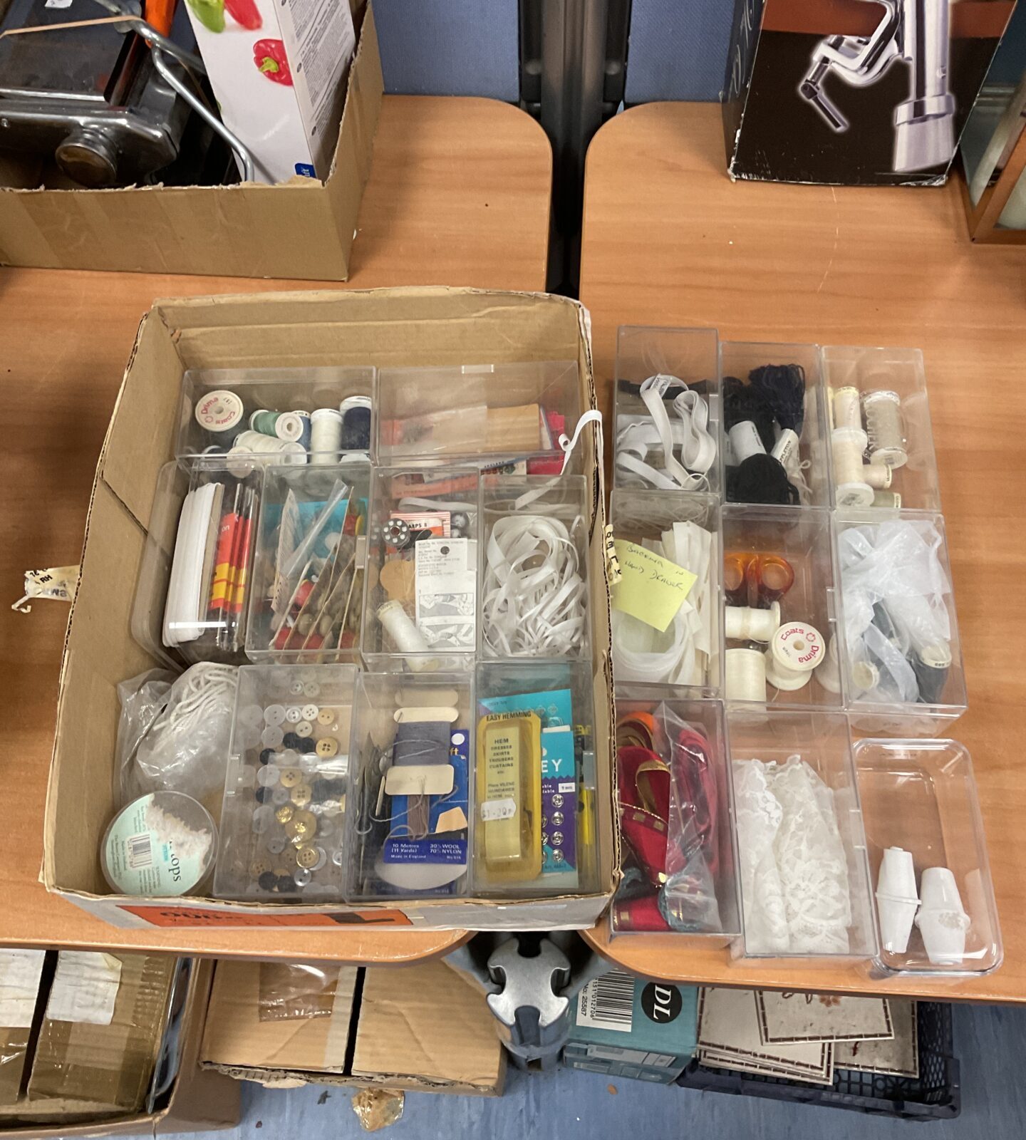 Box of sewing accessories